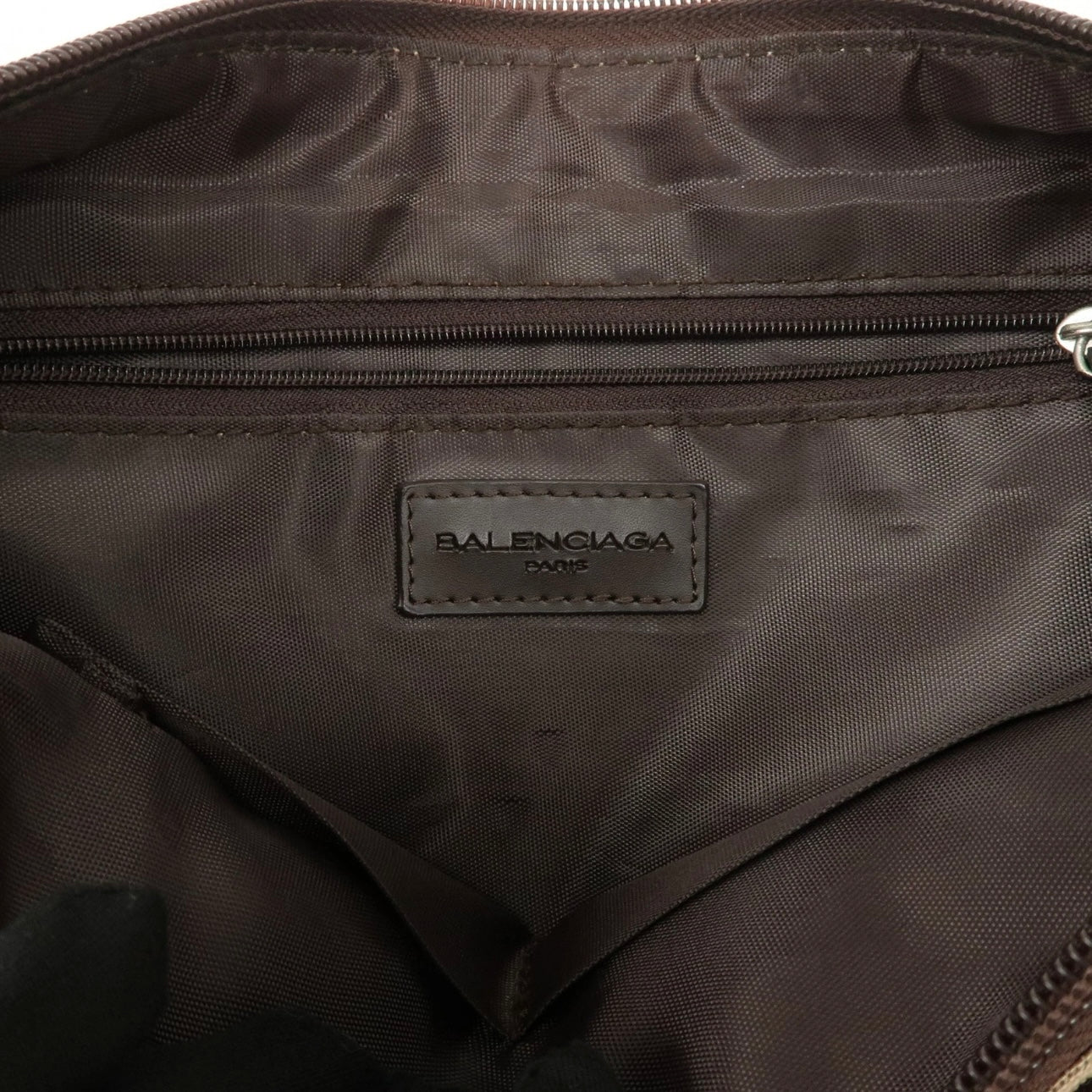 BALENCIAGA Leather Canvas Shoulder Bag