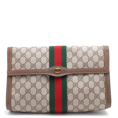 Gucci Sherry Clutch Bag - Beige Brown, PVC