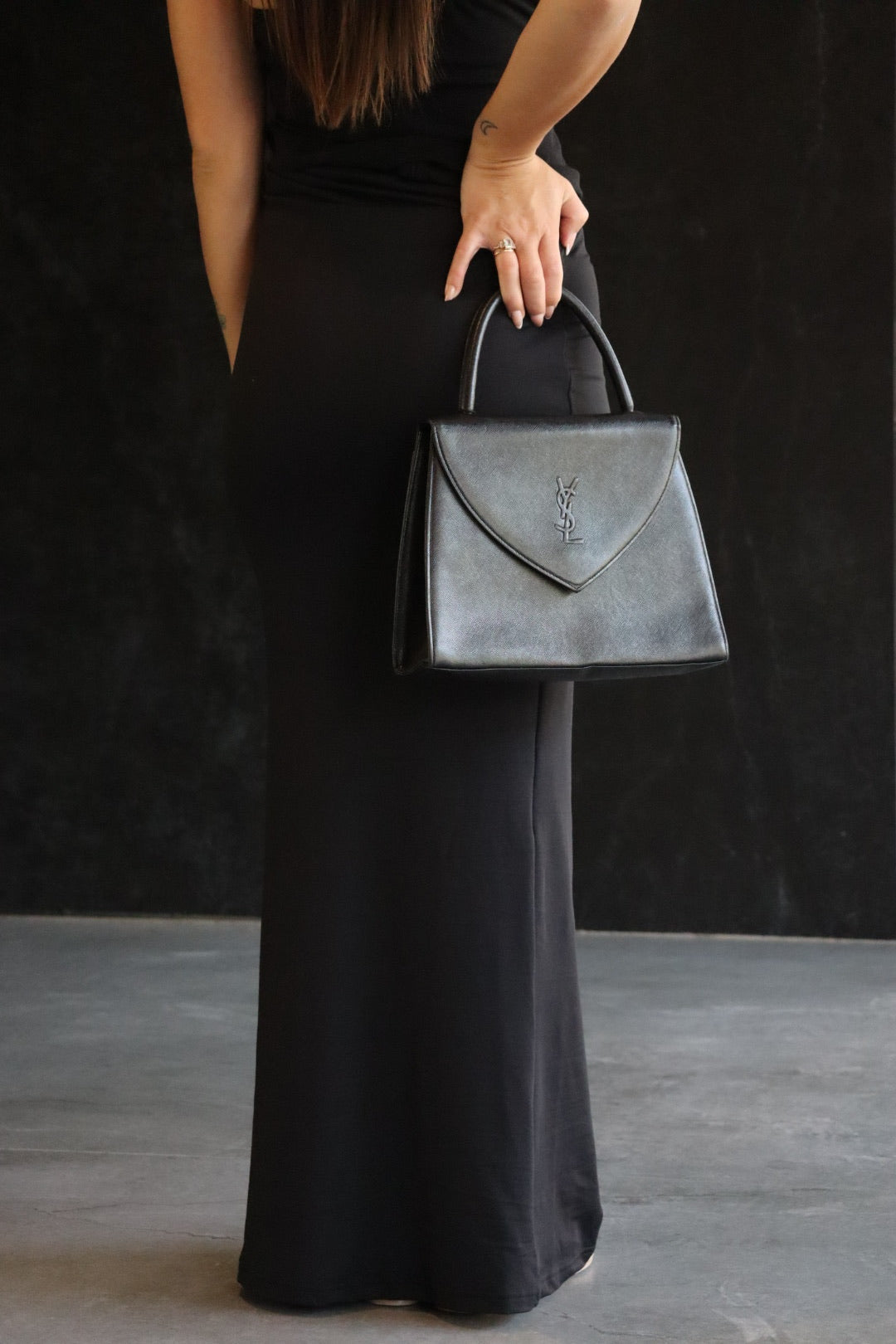 Saint Laurent Vintage Top Handle Handbag - Black, Leather