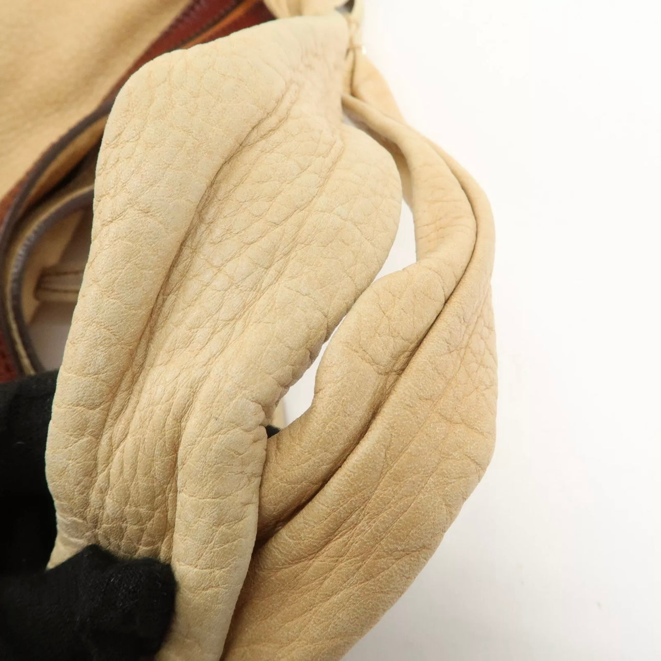 CELINE Bitter Sweet Leather Shoulder Bag Beige Brown Gold Hardware