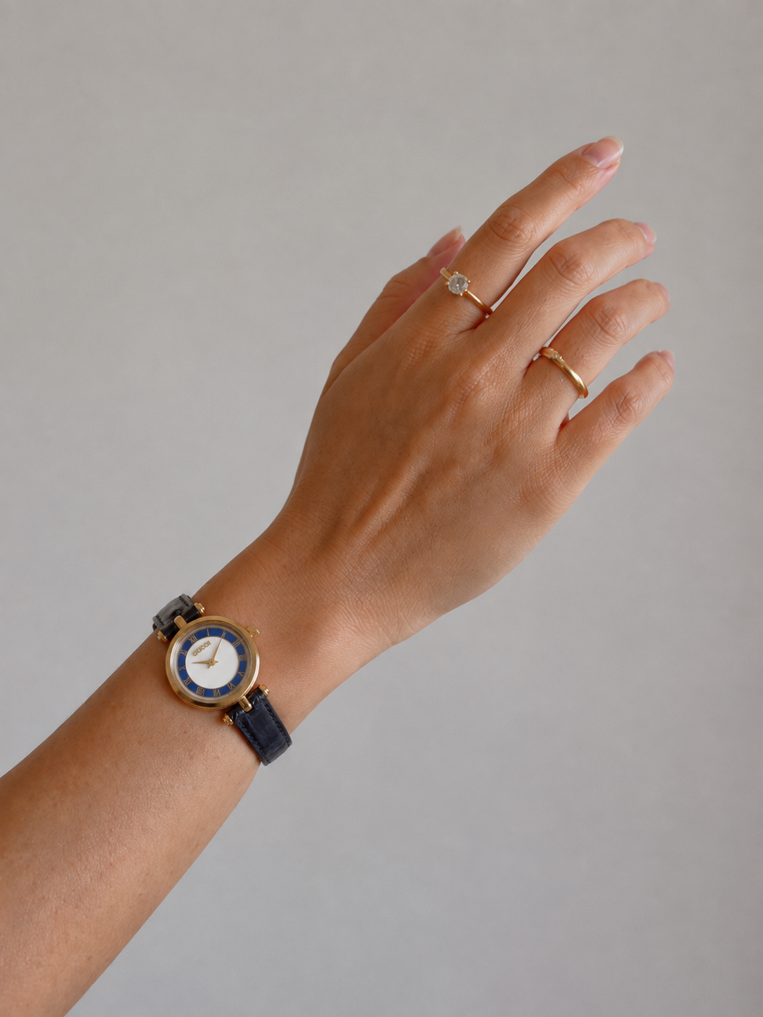 Gucci 2000L Watch - White, Gold, Blue, Stainless Steel, Leather