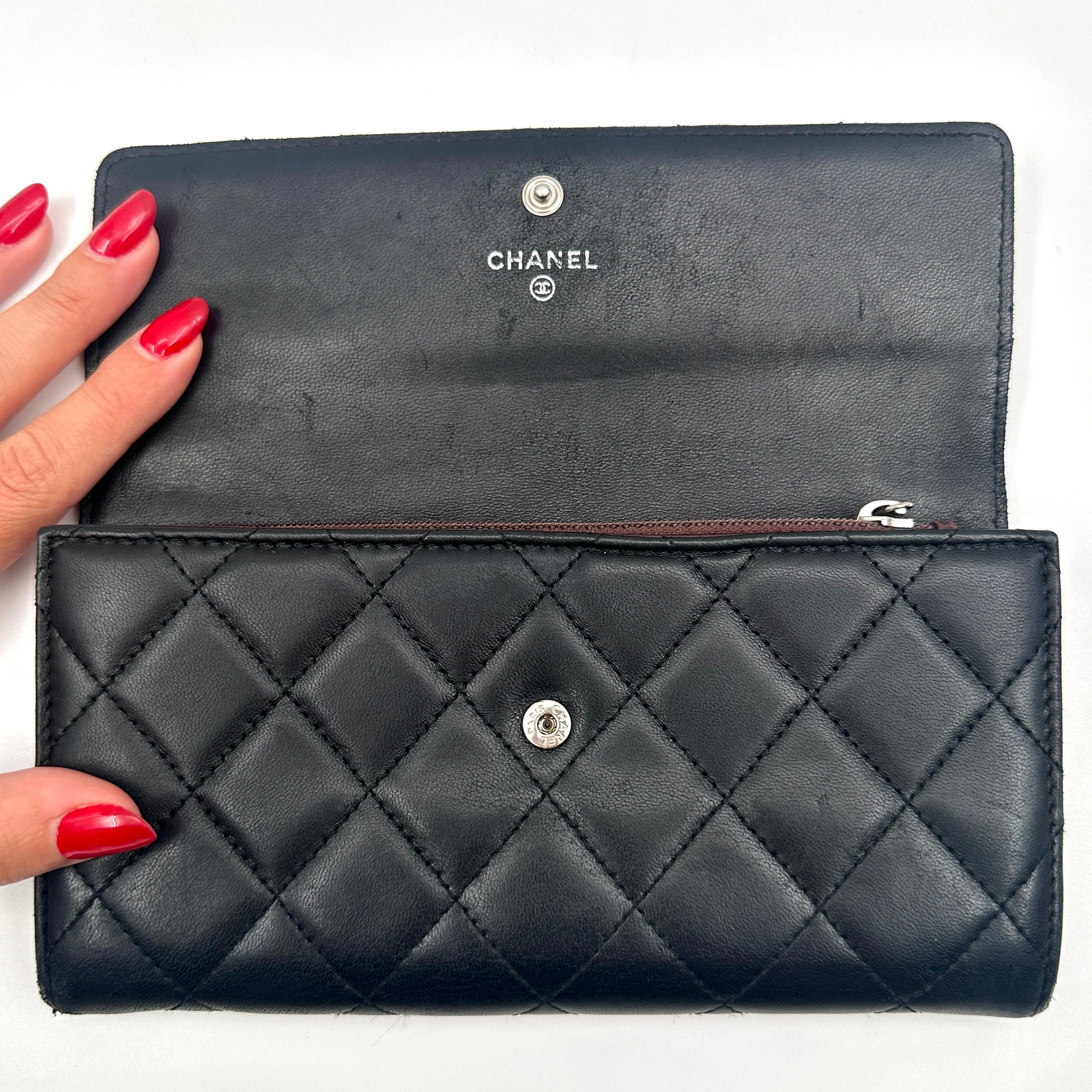 Matelasse Coco Mark Flap Long Wallet Lambskin