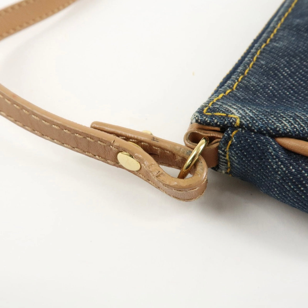 Christian Dior Saddle Pouch Denim Leather Hand Bag Shoulder Bag Indigo