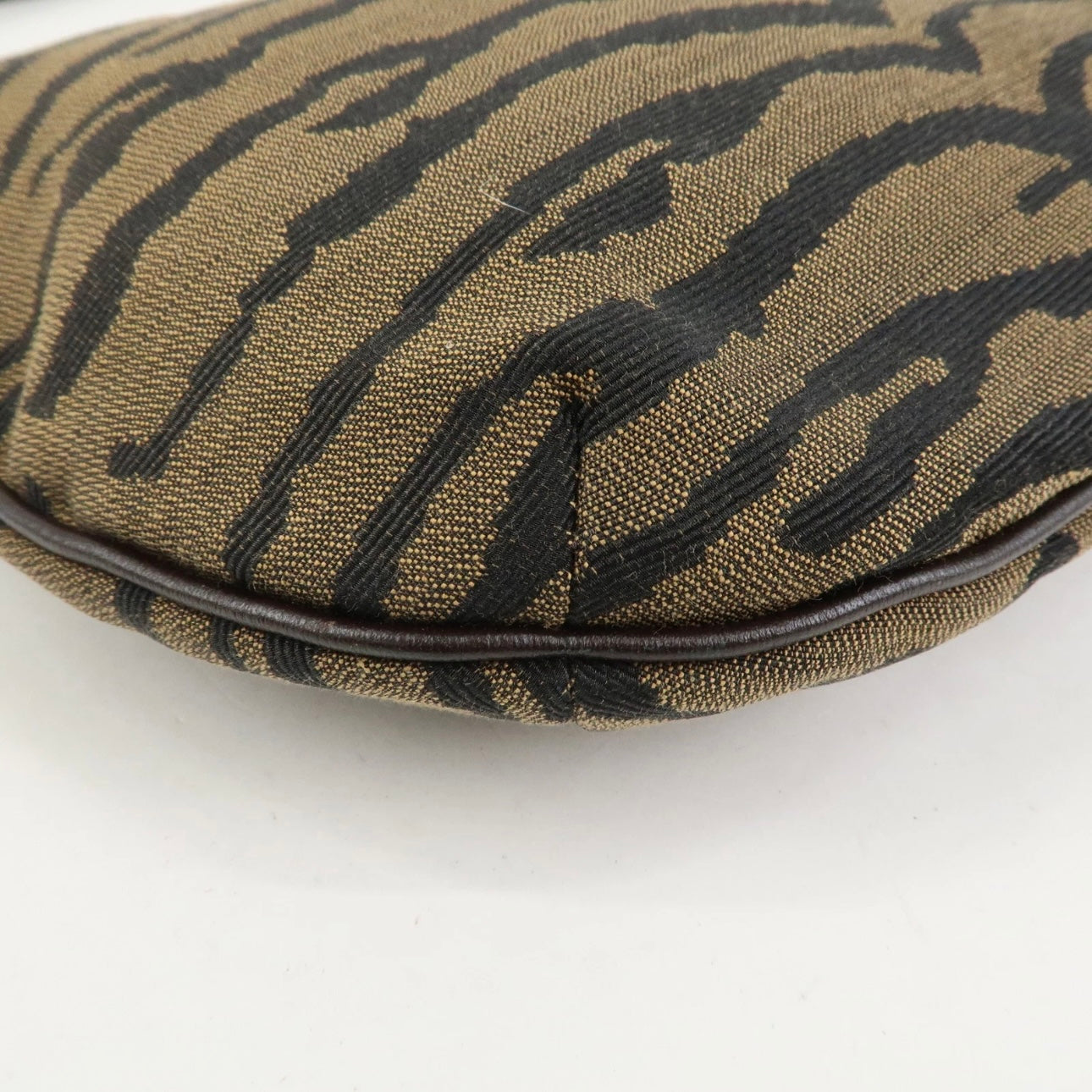 FENDI Canvas Leather Shoulder Bag Hand Bag Zebra Motif