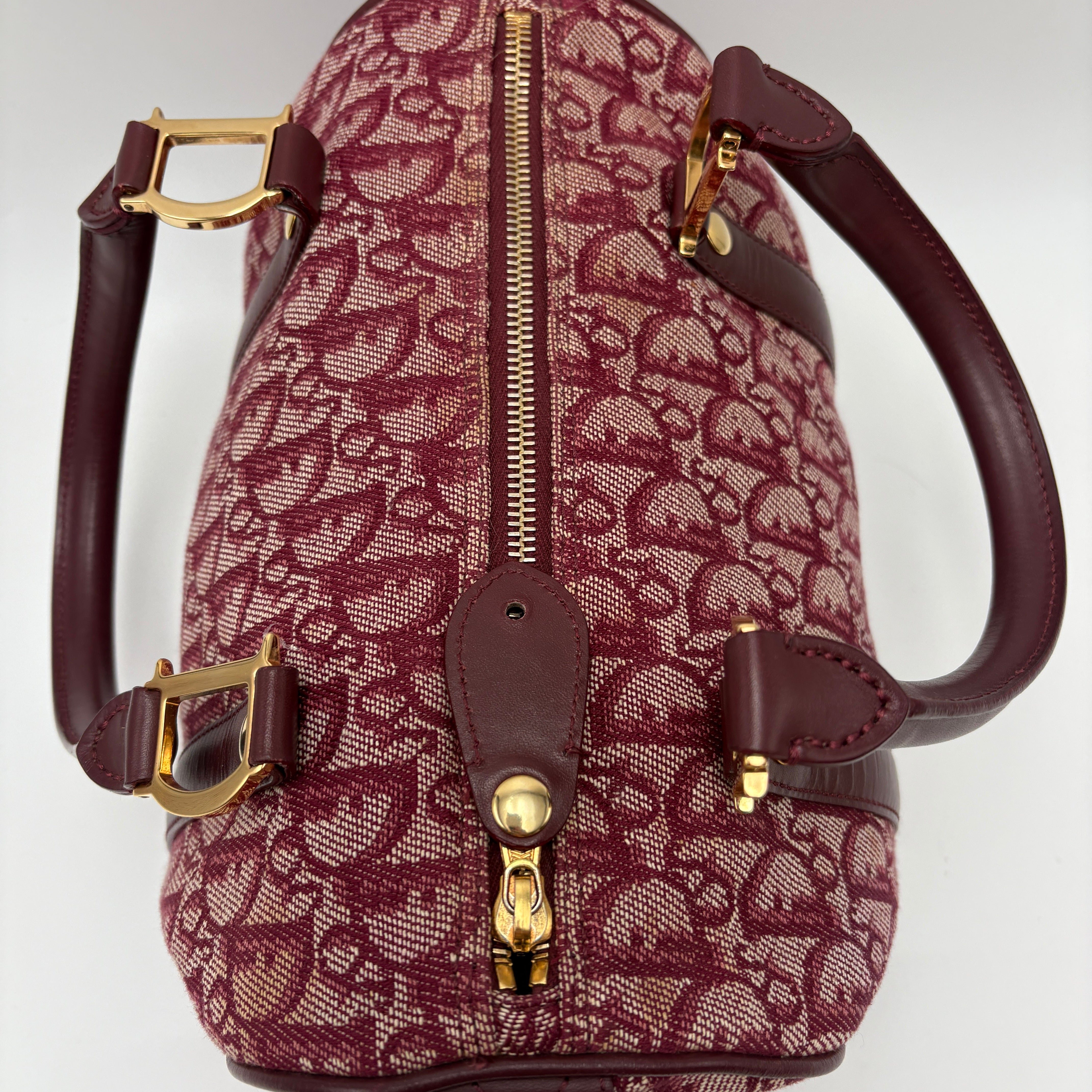 Dior Trotter Boston burgundy bag