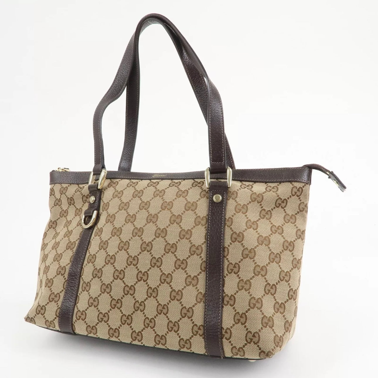 Gucci Abbey GG Canvas Leather Tote Bag
