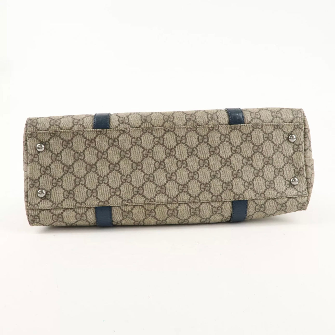 GG Supreme Leather Tote Bag Beige Navy
