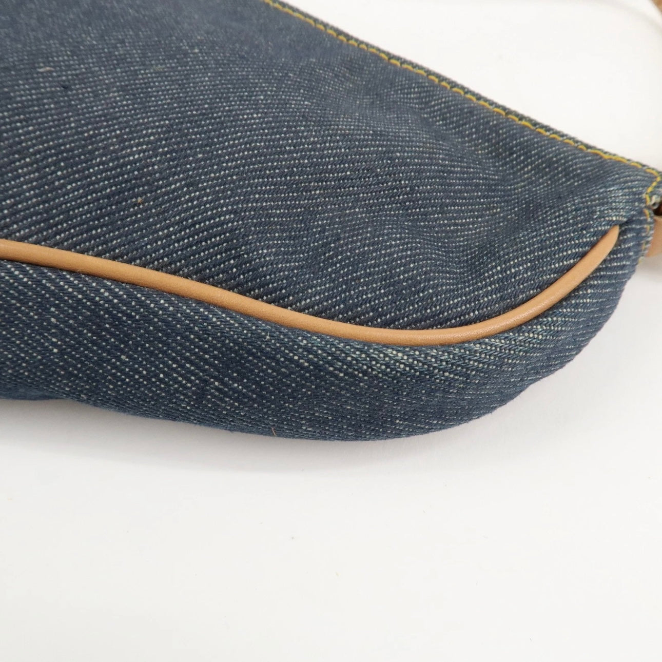 Christian Dior Saddle Pouch Denim Leather Hand Bag Shoulder Bag Indigo