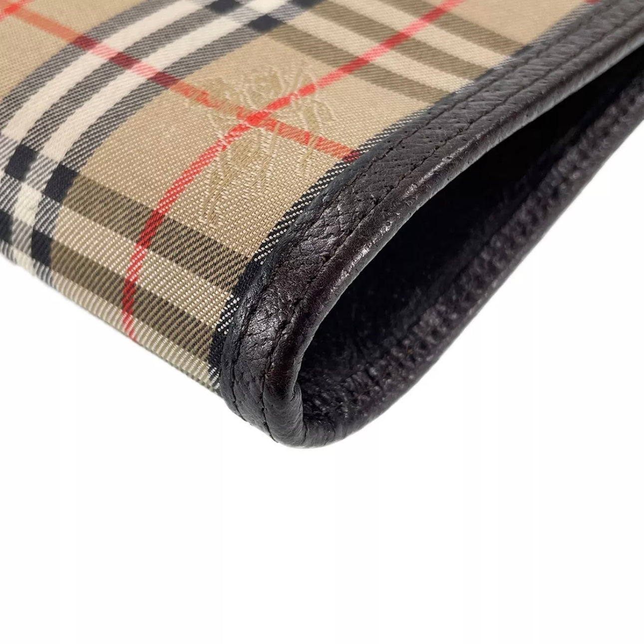 Burberry Leather Fabric Leather Nova Check Clutch