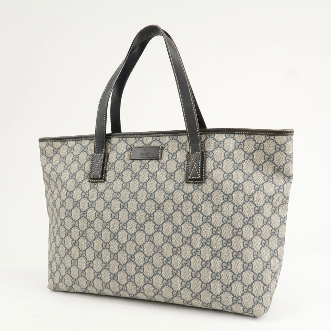 GUCCI GG Supreme Leather Tote Bag- Navy