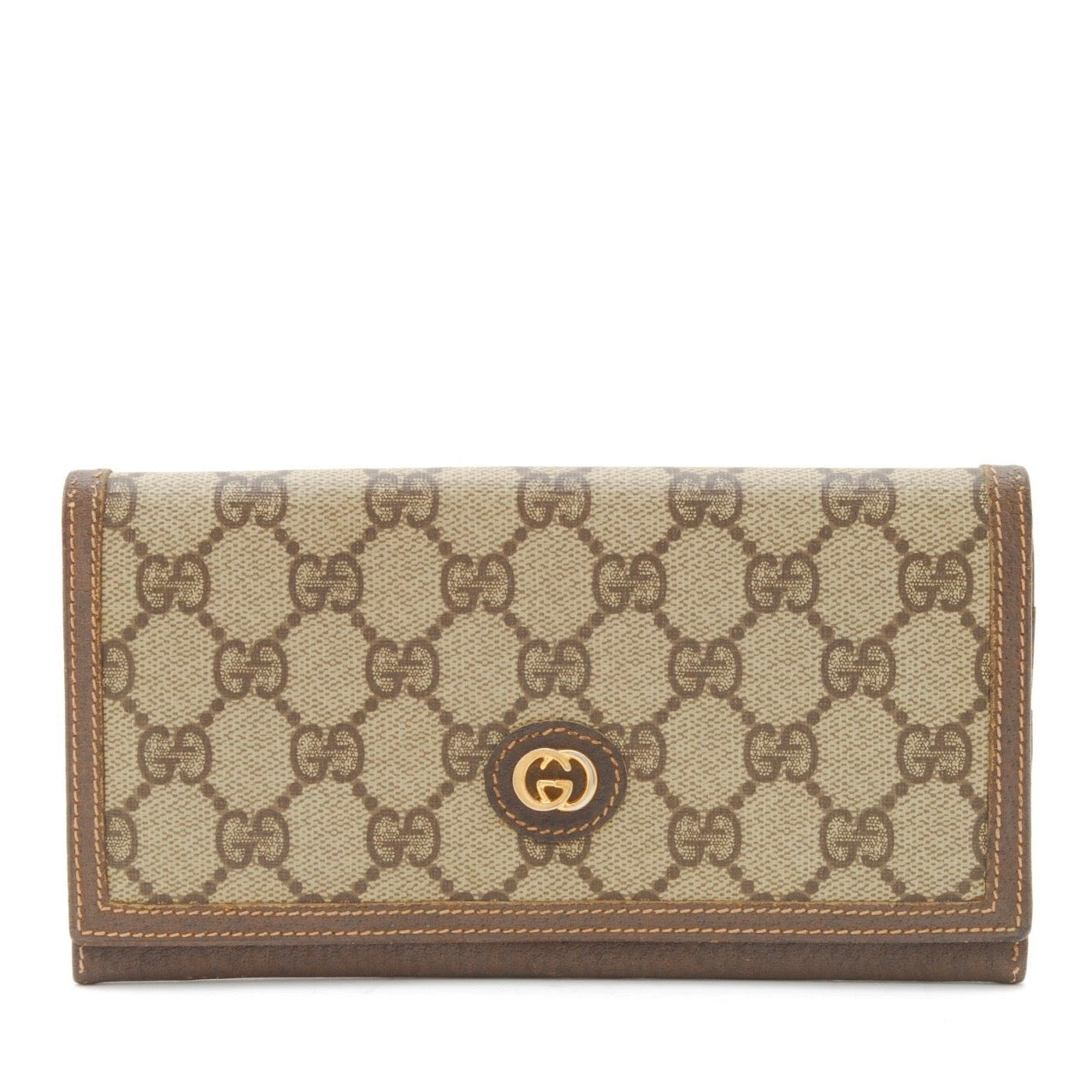 GUCCI Vintage GG Wallet Beige Brown