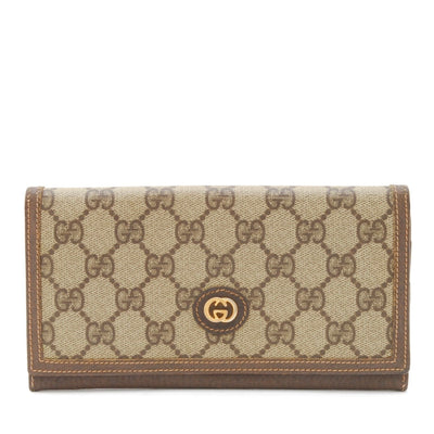 GUCCI Vintage GG Wallet Beige Brown