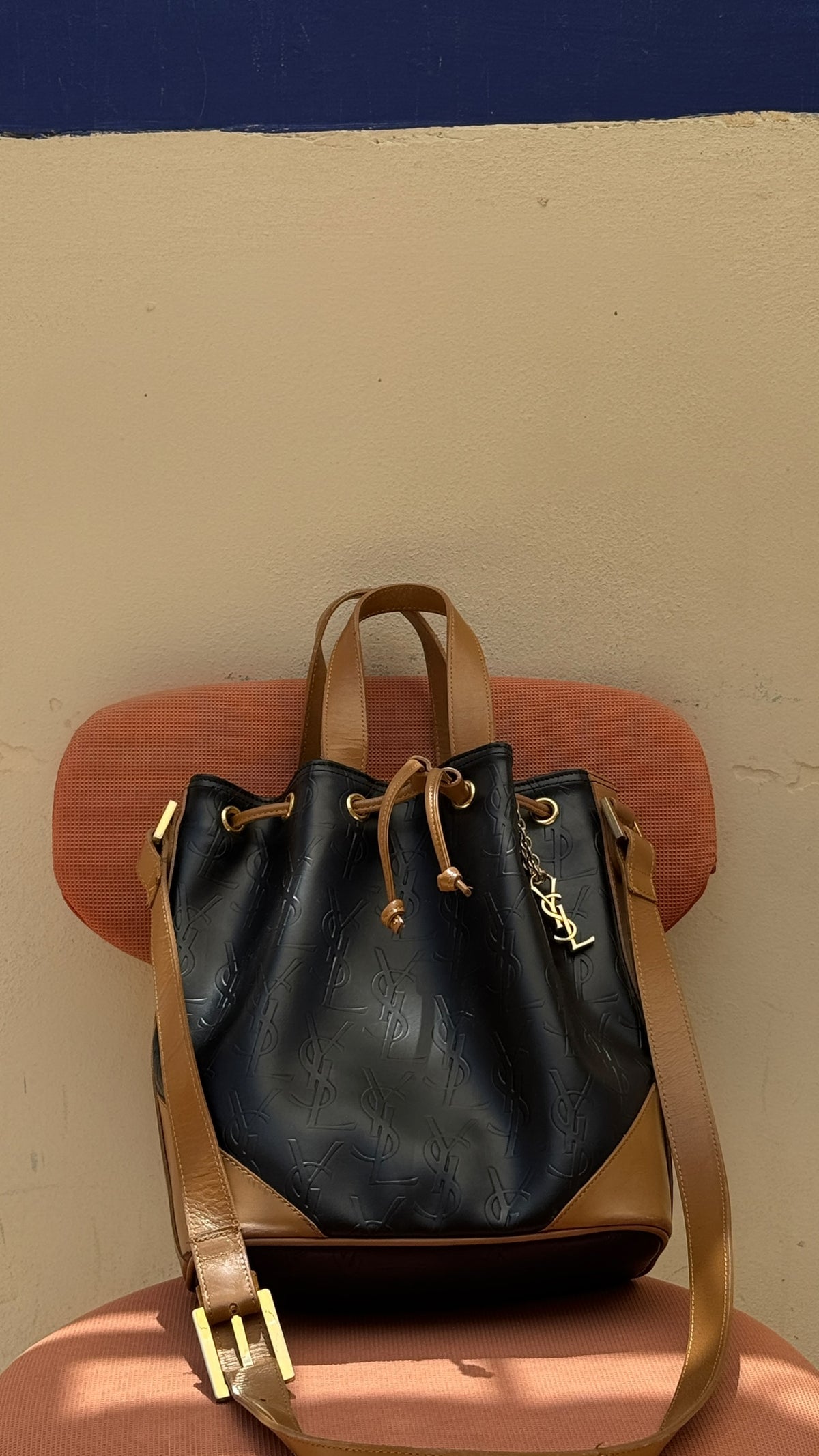 Saint Laurent YSL Monogram Shoulder Bag - Black, Leather