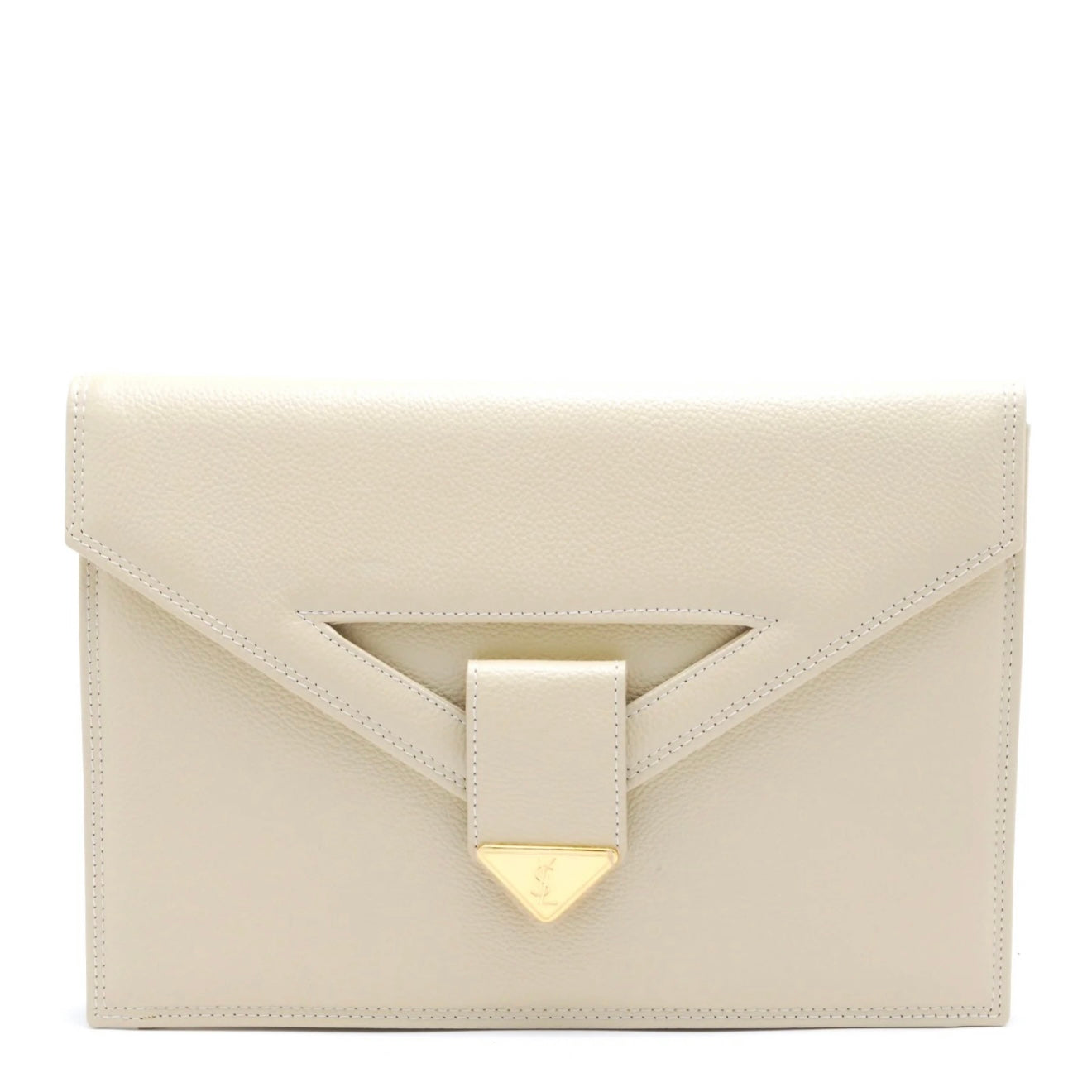 Saint Laurent Yves Saint Laurent Envelope Clutch Bag - Beige, Leather