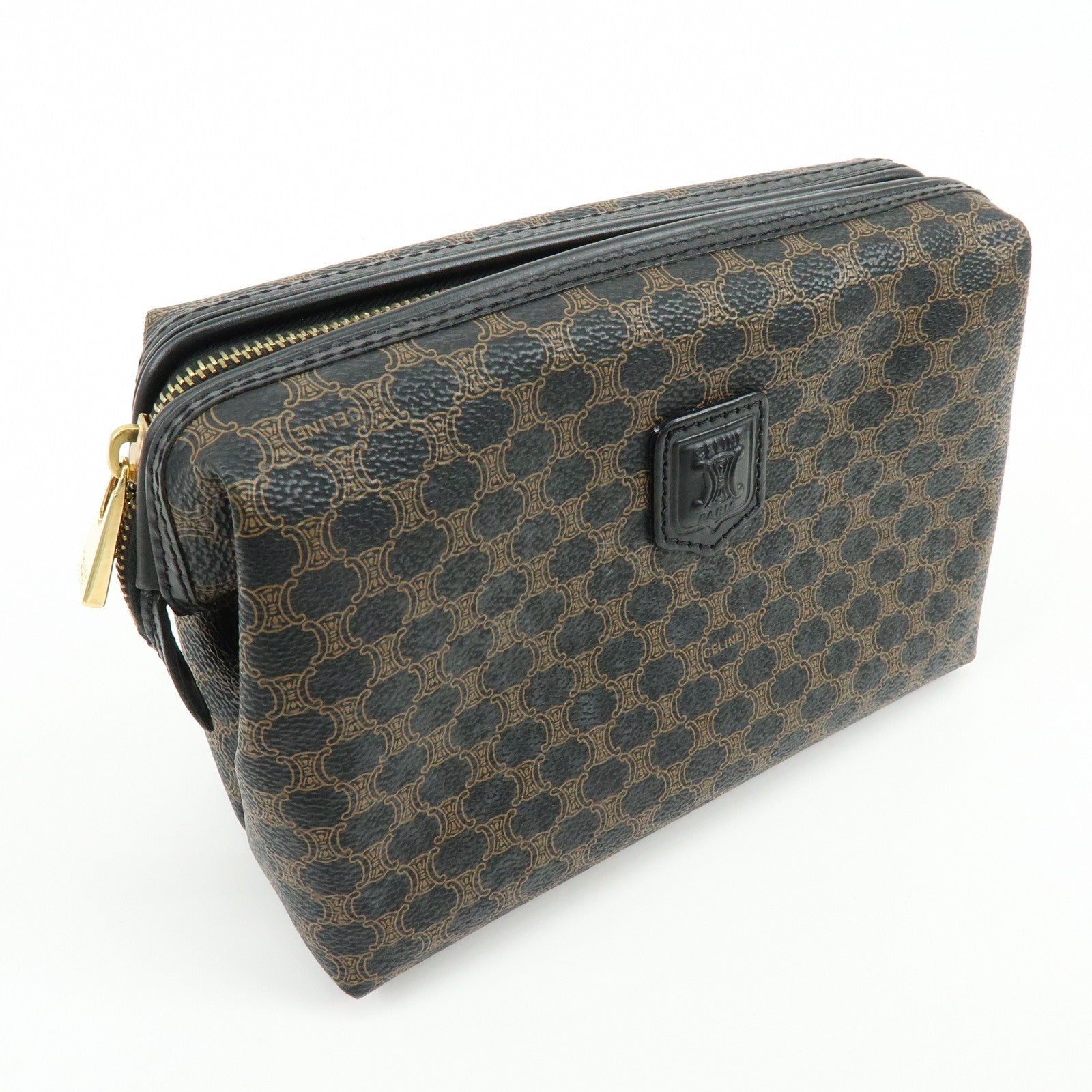Celine Pouch - Dark Brown, Black, Leather, PVC