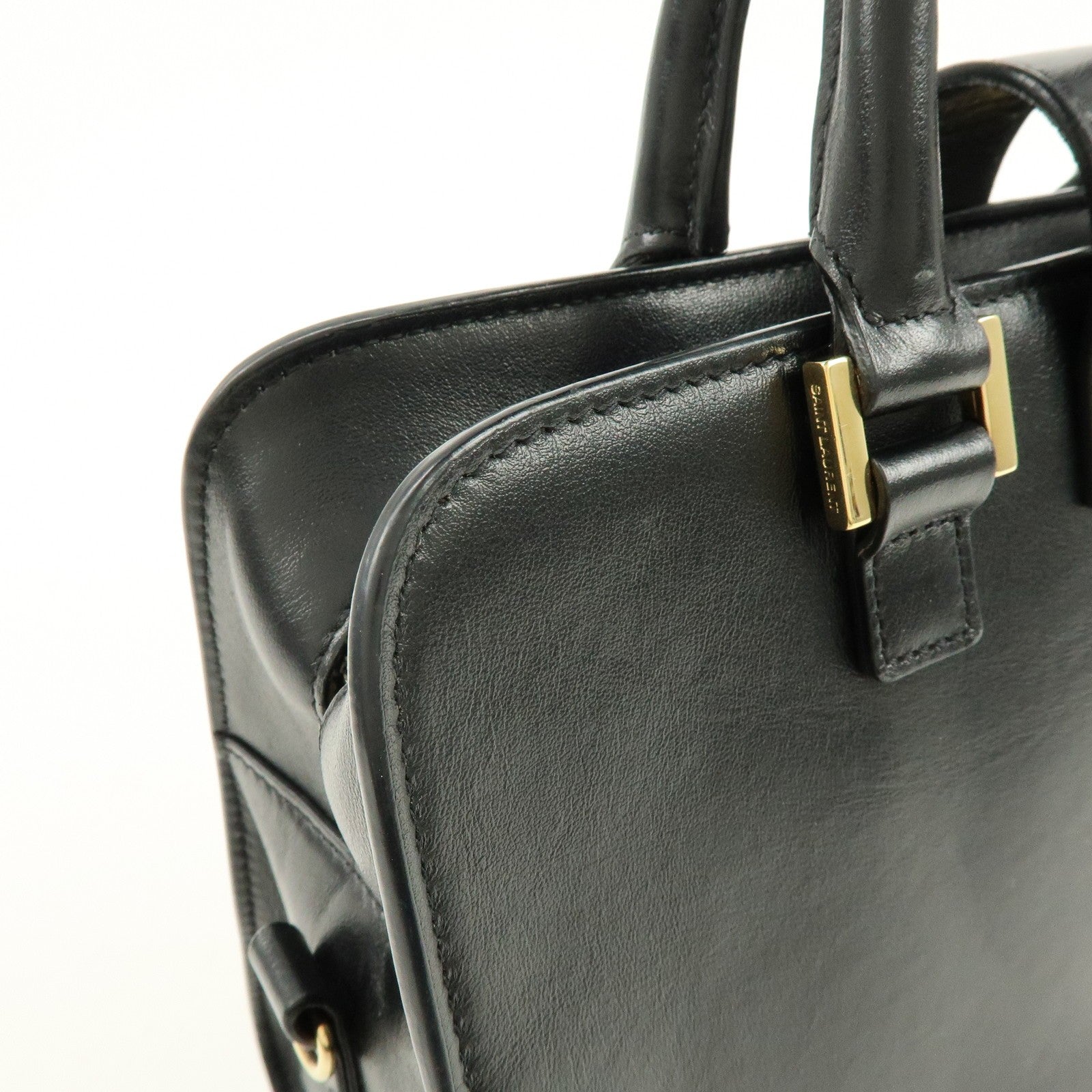 Saint Laurent Paris Baby Cabas Cassandra Hand Bag - Black, Leather