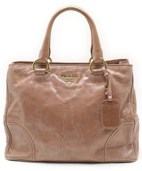 Prada Calf Soft Leather Tote Handbag - Antique, Cowhide Leather