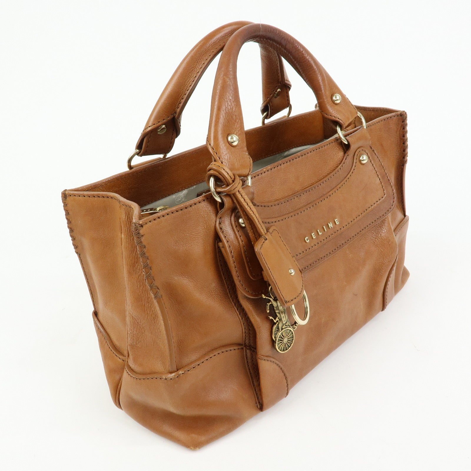 Celine Logo Leather Boogie Bag - Brown, Leather