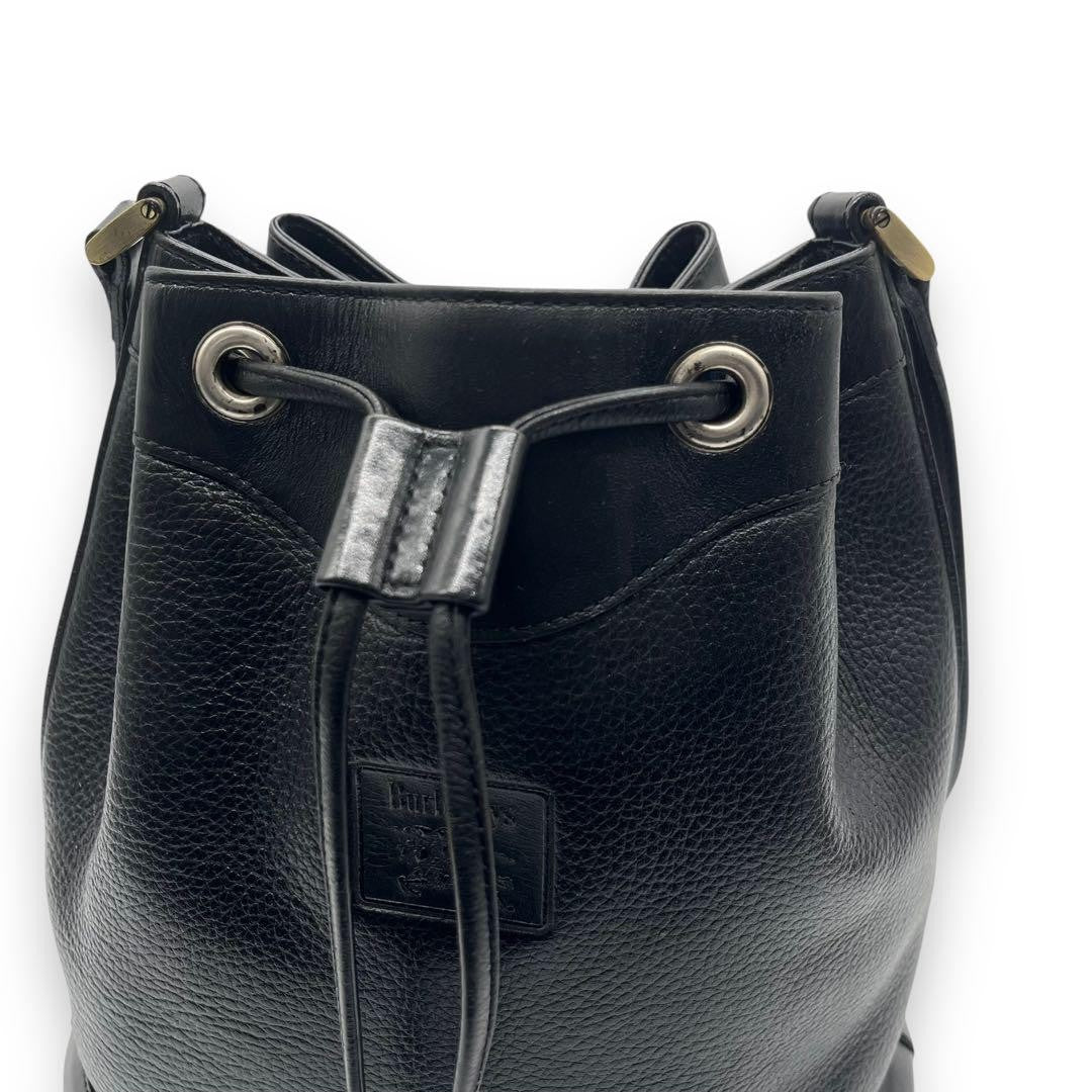 Burberry Bucket Shaped Drawstring Shoulder Bag - Black, Leather