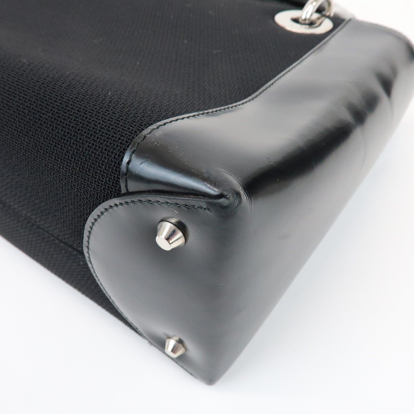 Christian Dior Lady Dior Hand Bag - Black, Canvas and Patent Leather