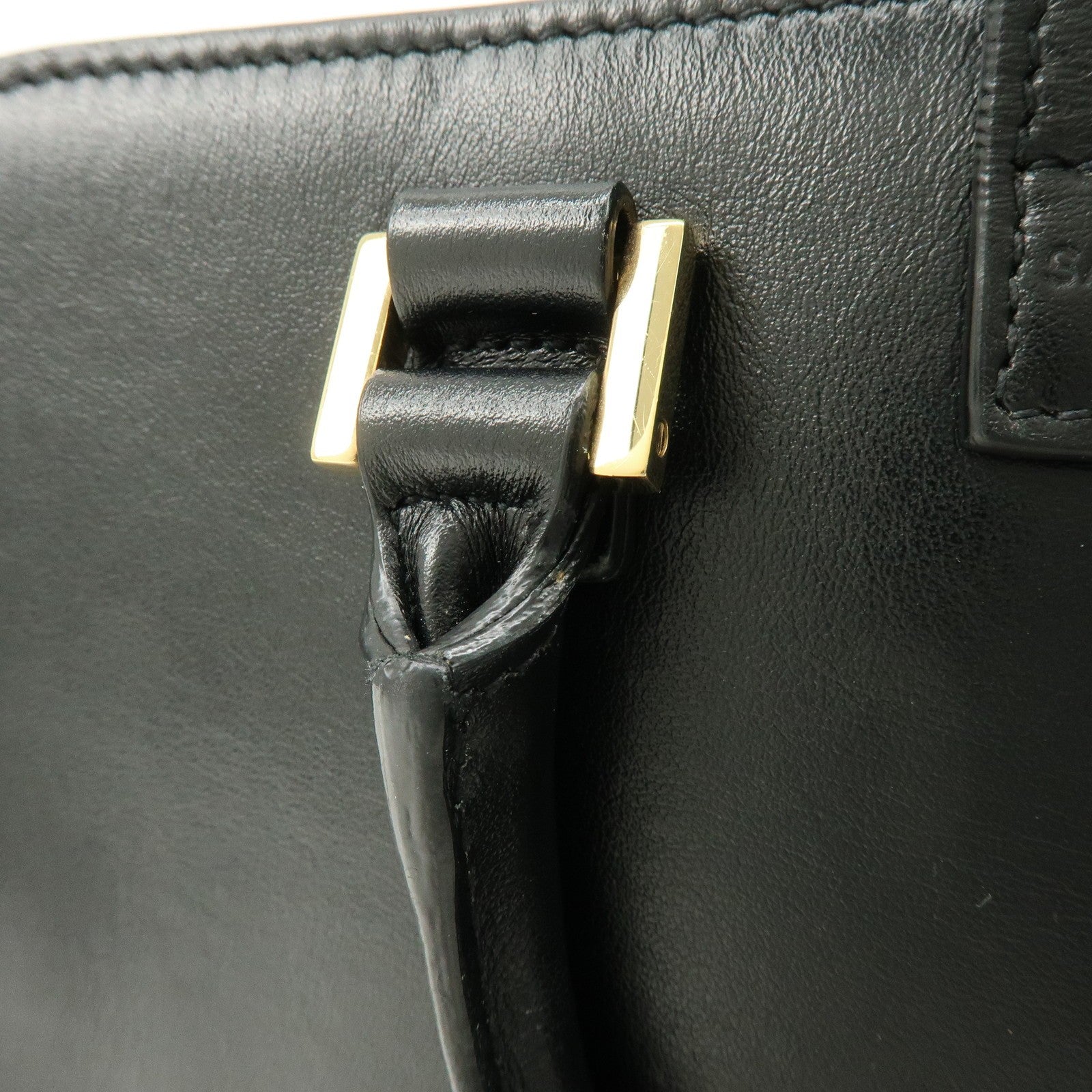Saint Laurent Paris Baby Cabas Cassandra Hand Bag - Black, Leather