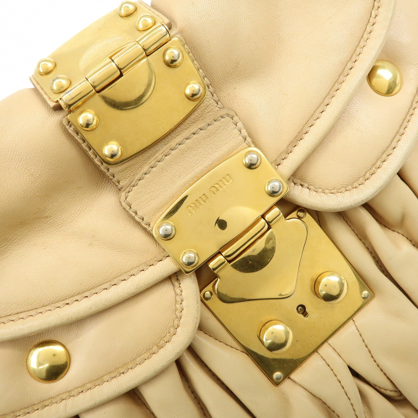 Miu Miu Matelasse 2Way Handbag - Beige, Leather