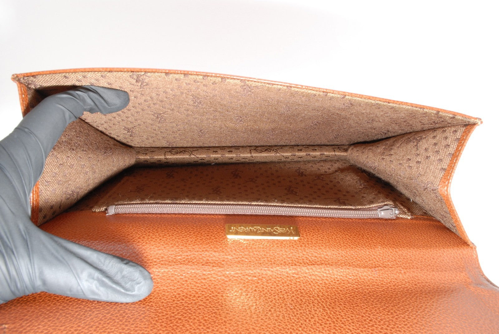 Yves Saint Laurent YSL Logo Clutch - Brown, Leather
