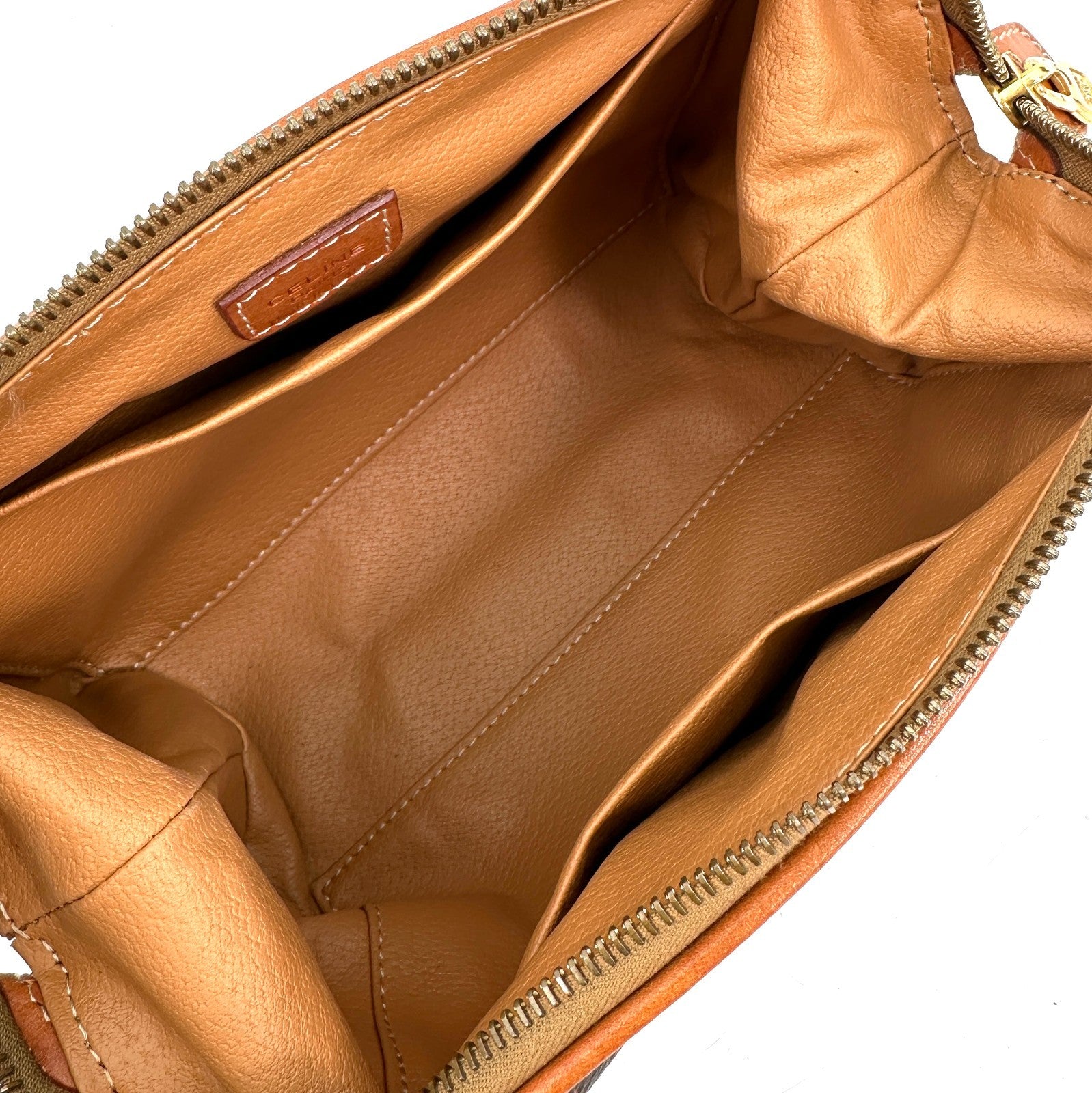 Celine Macadam Makeup Cosmetic Pouch - Brown, PVC Leather