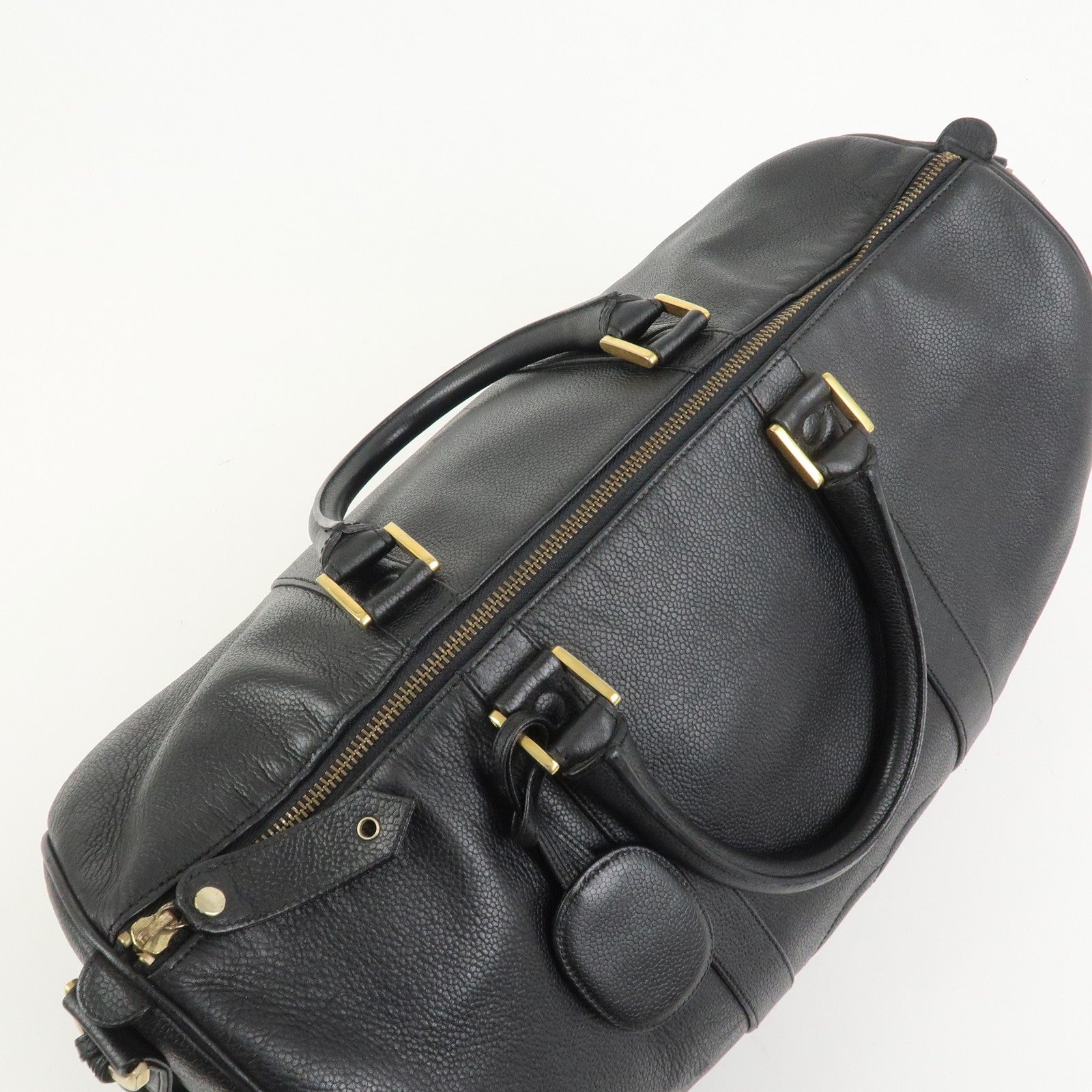 Chanel Coco Mark Caviarskin Boston Bag - Black, Leather