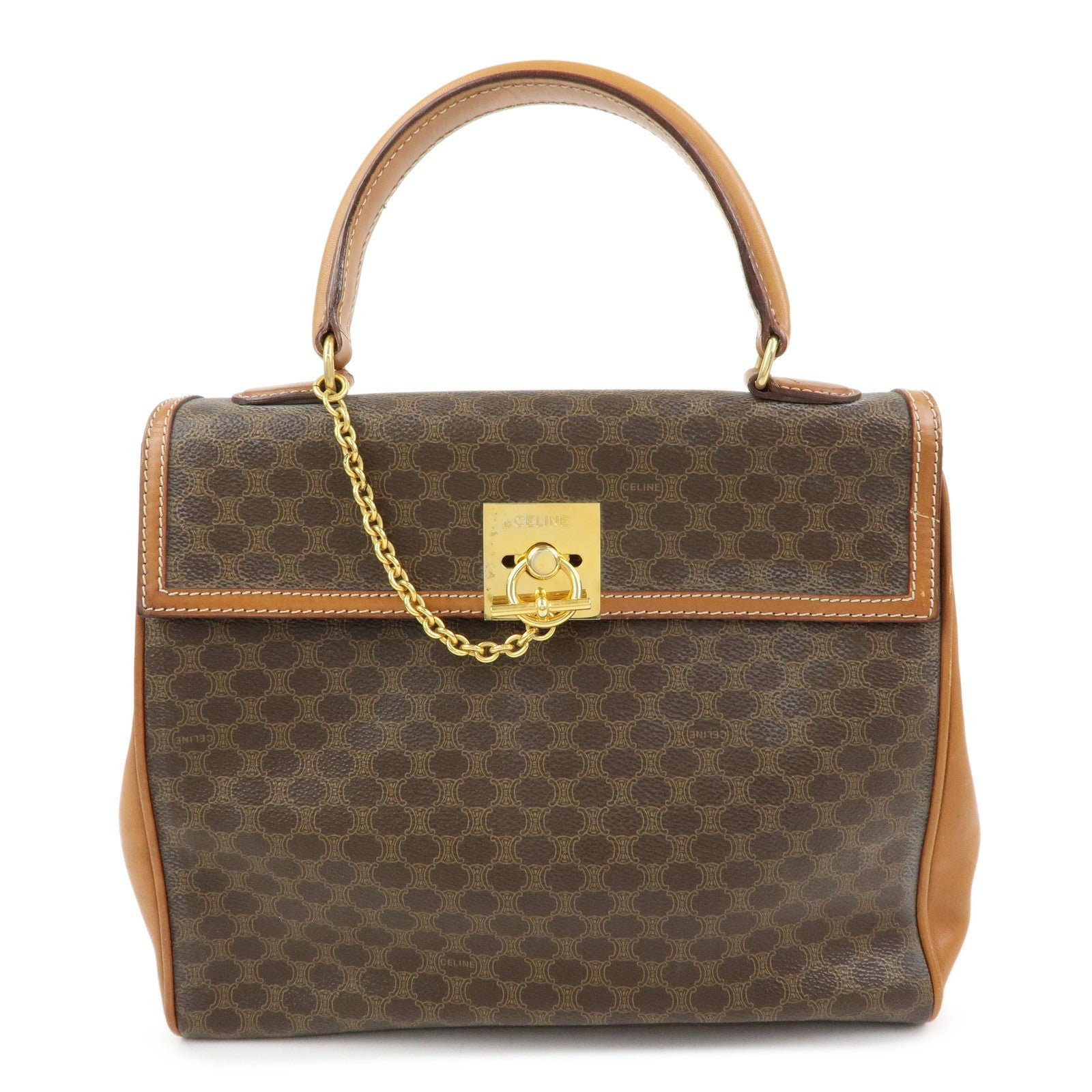 Celine Macadam Hand Bag - Brown, PVC Leather
