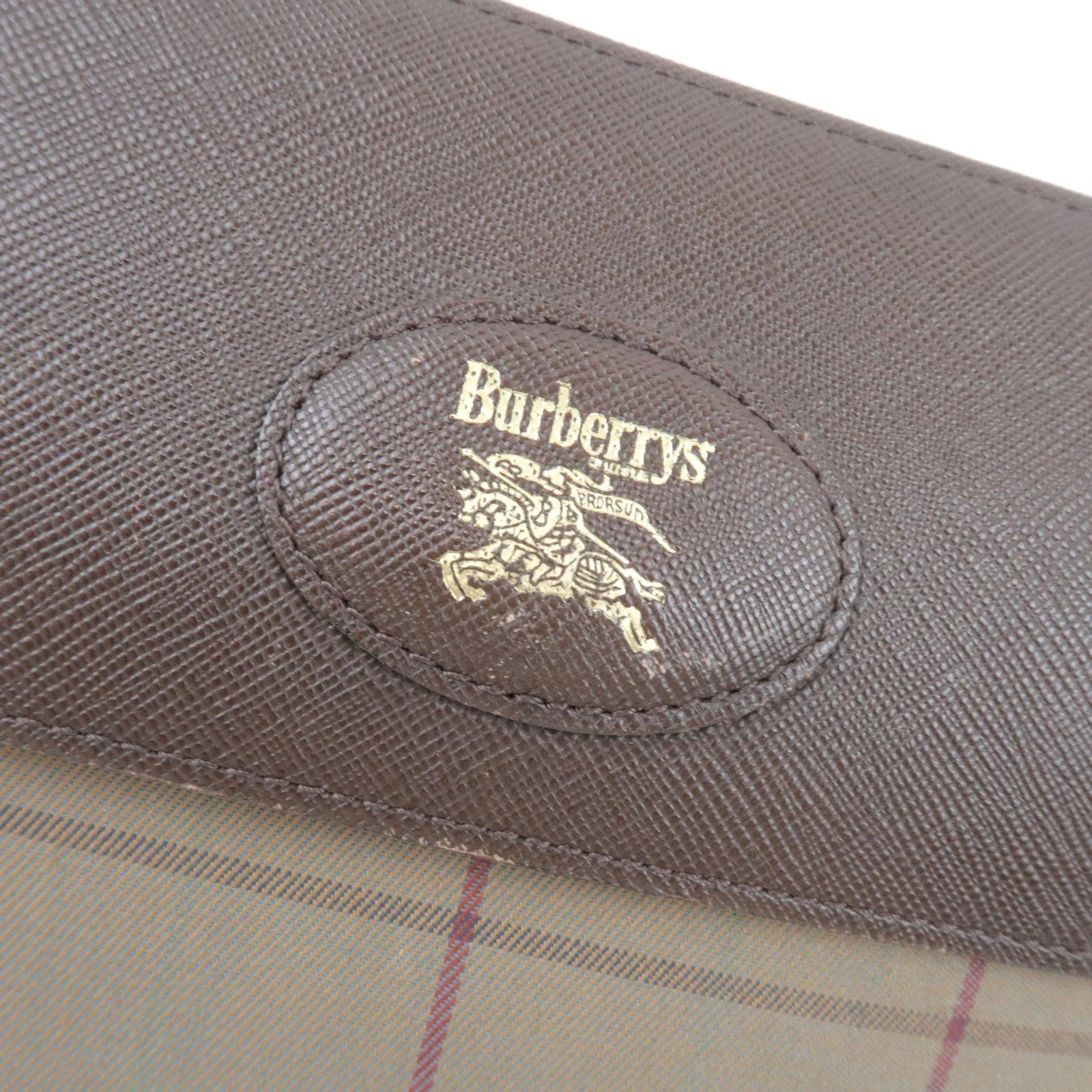 Burberry Plaid Clutch Bag - Beige Brown, Canvas Leather