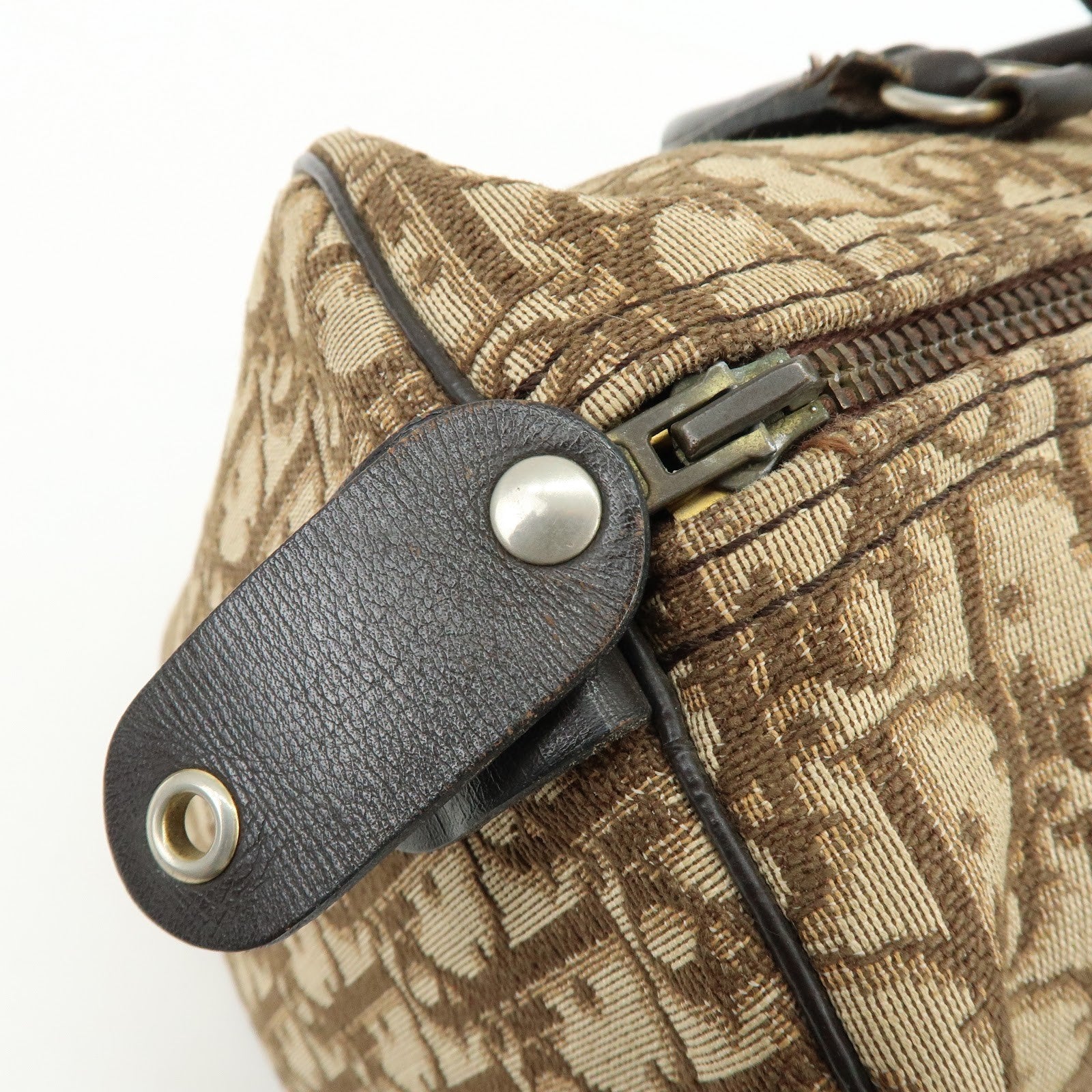 Christian Dior Trotter Jacquard Boston Bag - Brown, Jacquard Canvas and Leather