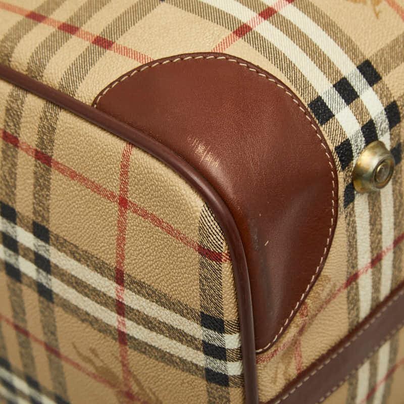 Burberry Nova Check Shadow Horse Boston Bag - Beige, PVC Leather