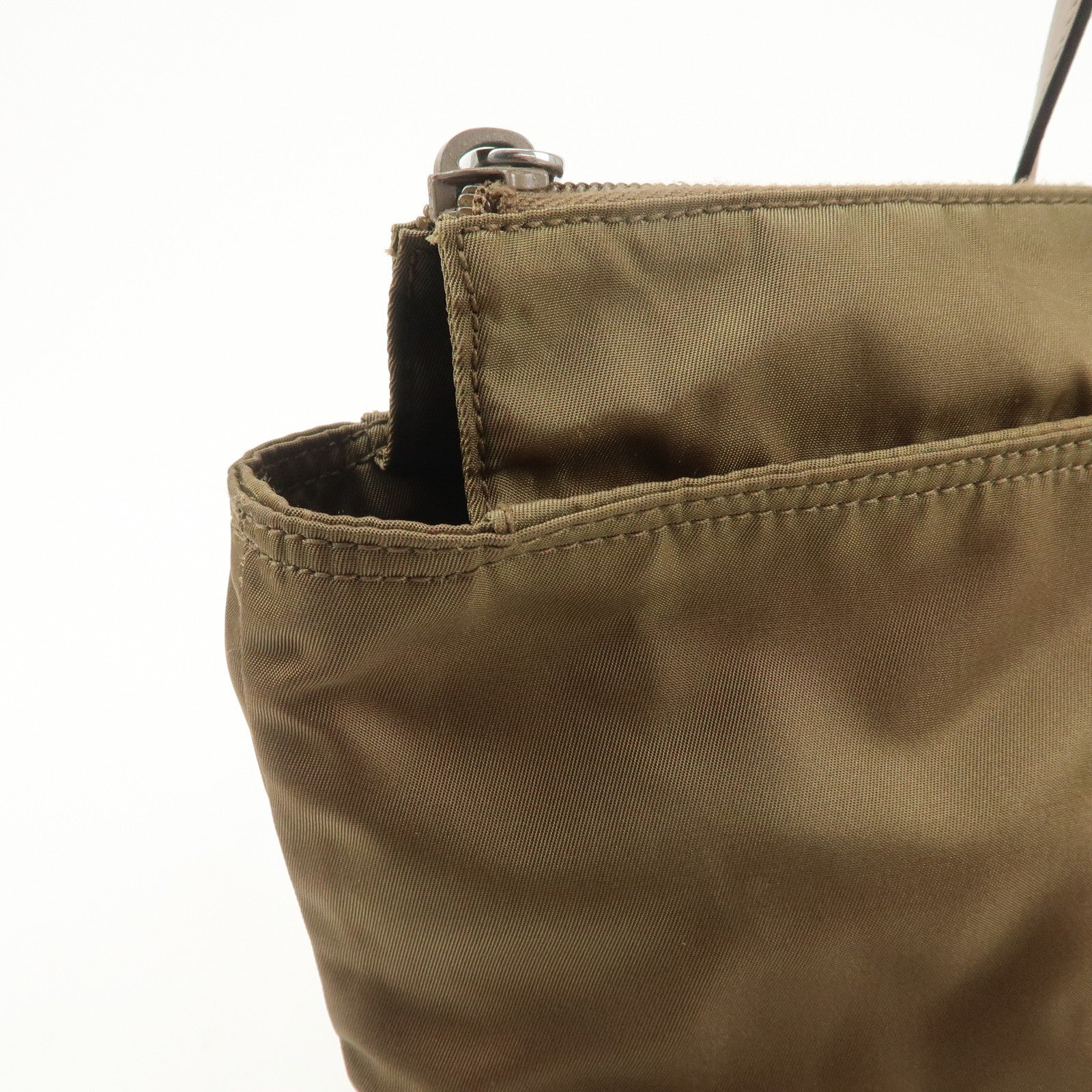 Prada Triangle Logo Tote Bag - Brown, Nylon and Saffiano Leather