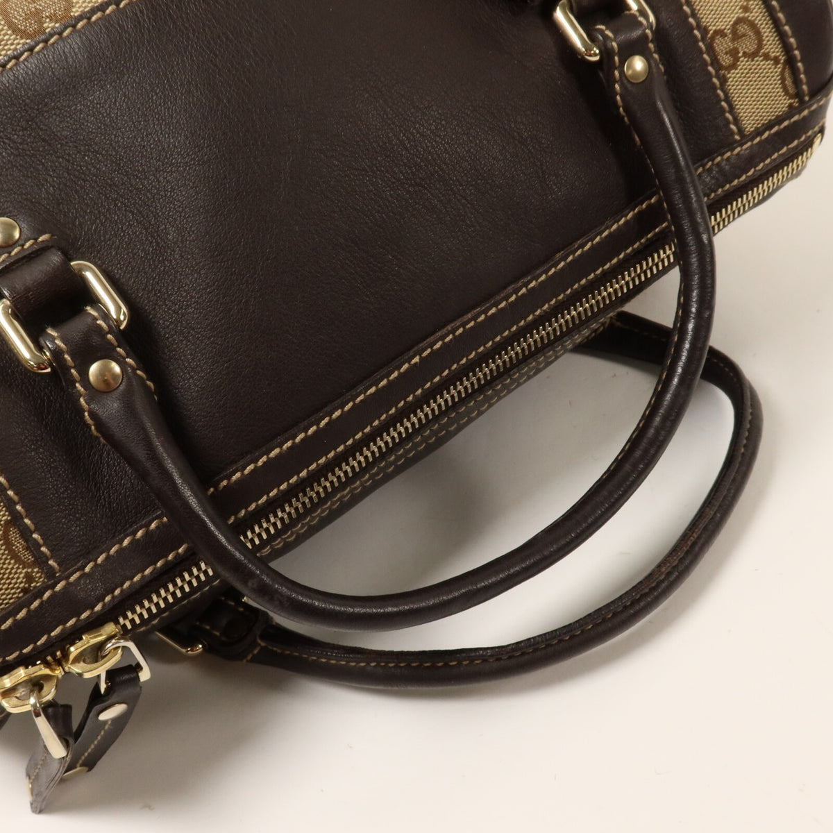Gucci GG GHW Trophy Boston Handbag - Brown/Beige, GG Canvas
