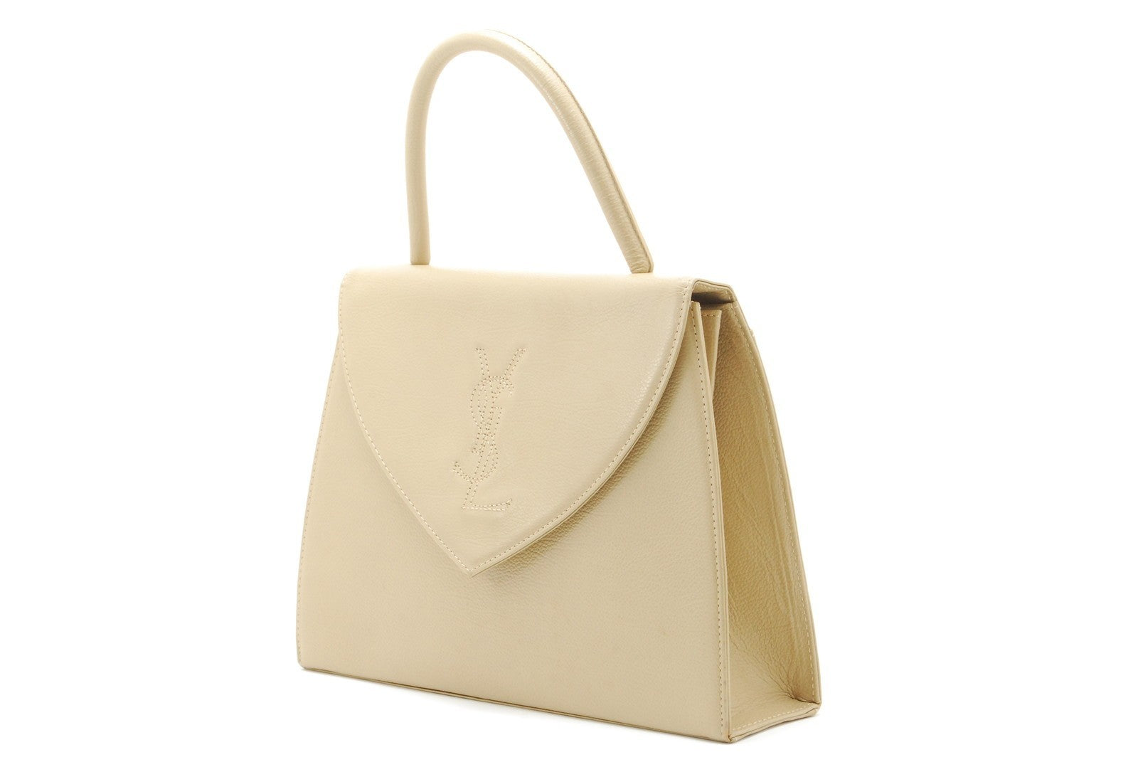 Saint Laurent Vintage Top Hand Bag - Beige, Leather