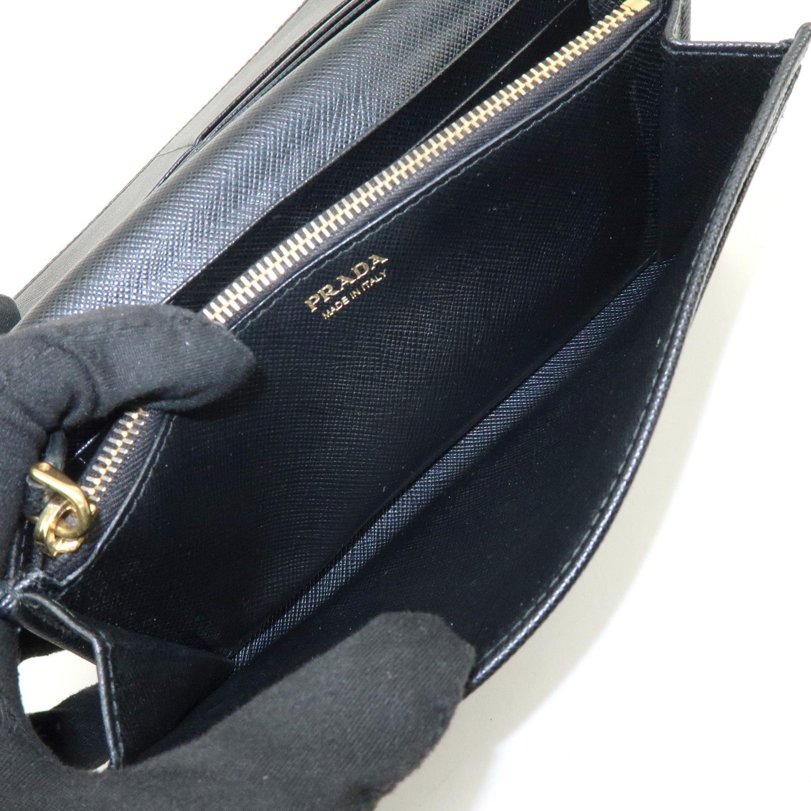 Prada Triangle Logo Wallet - Black, Saffiano Leather