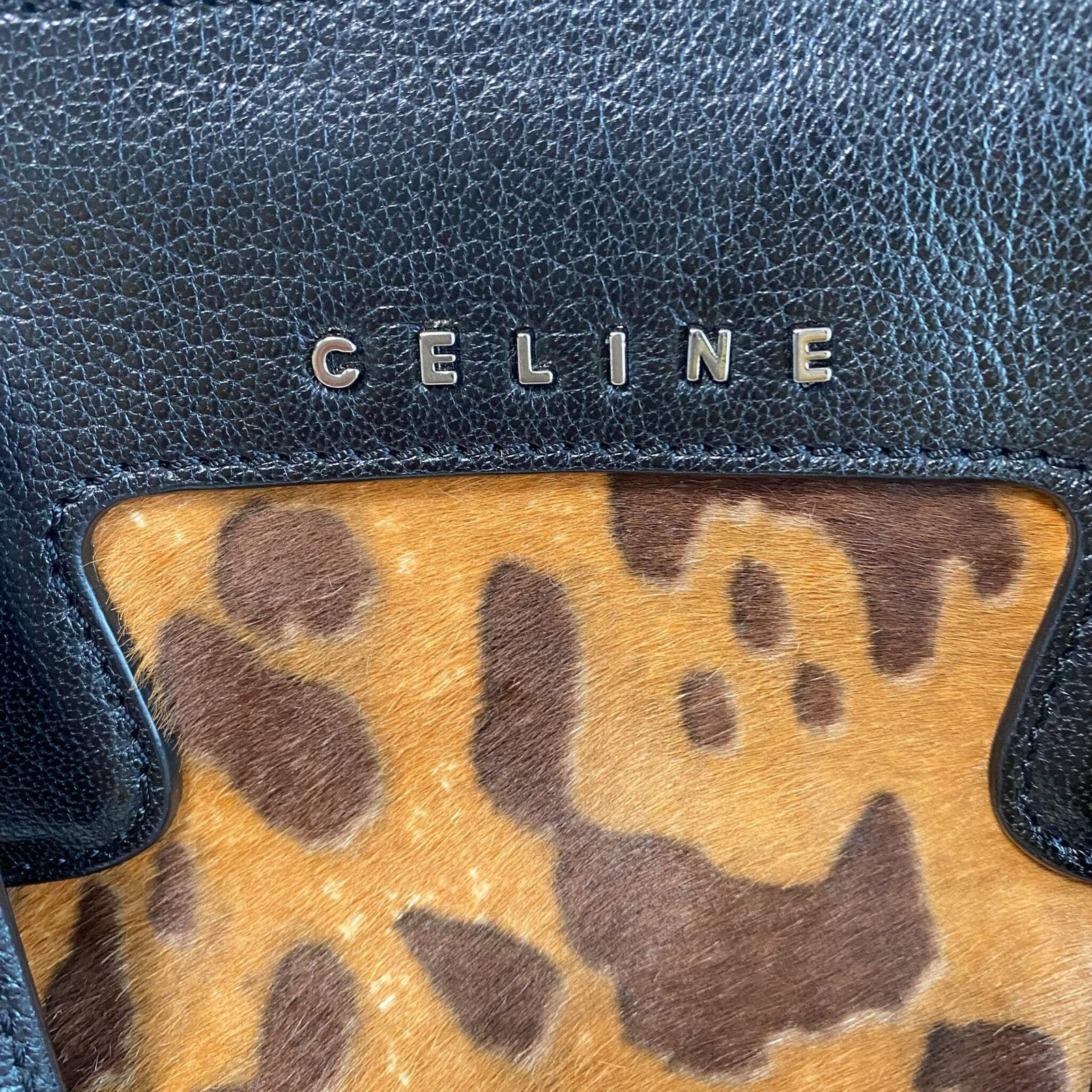 Celine Leopard Top Handle Bag - Brown, Pony Hair