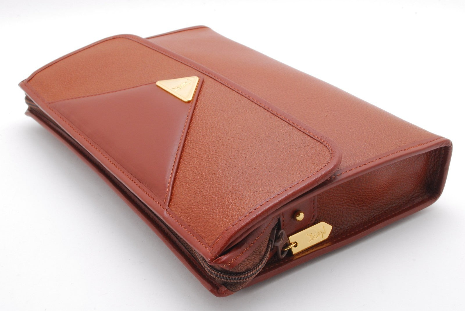 Saint Laurent Yves Clutch - Brown, Leather