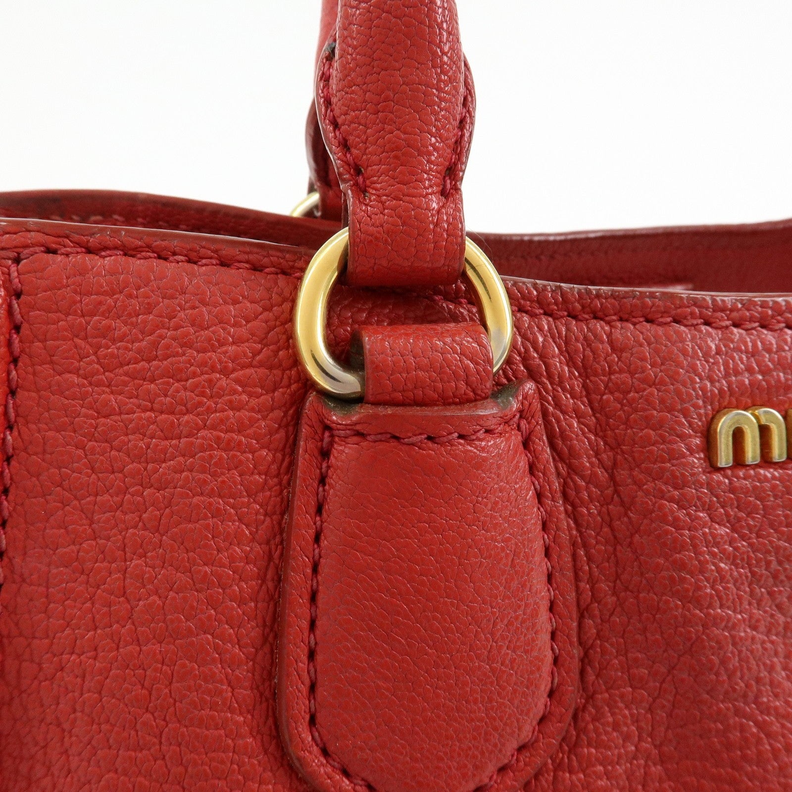 Miu Miu Madras 2Way Handbag - Red, Leather