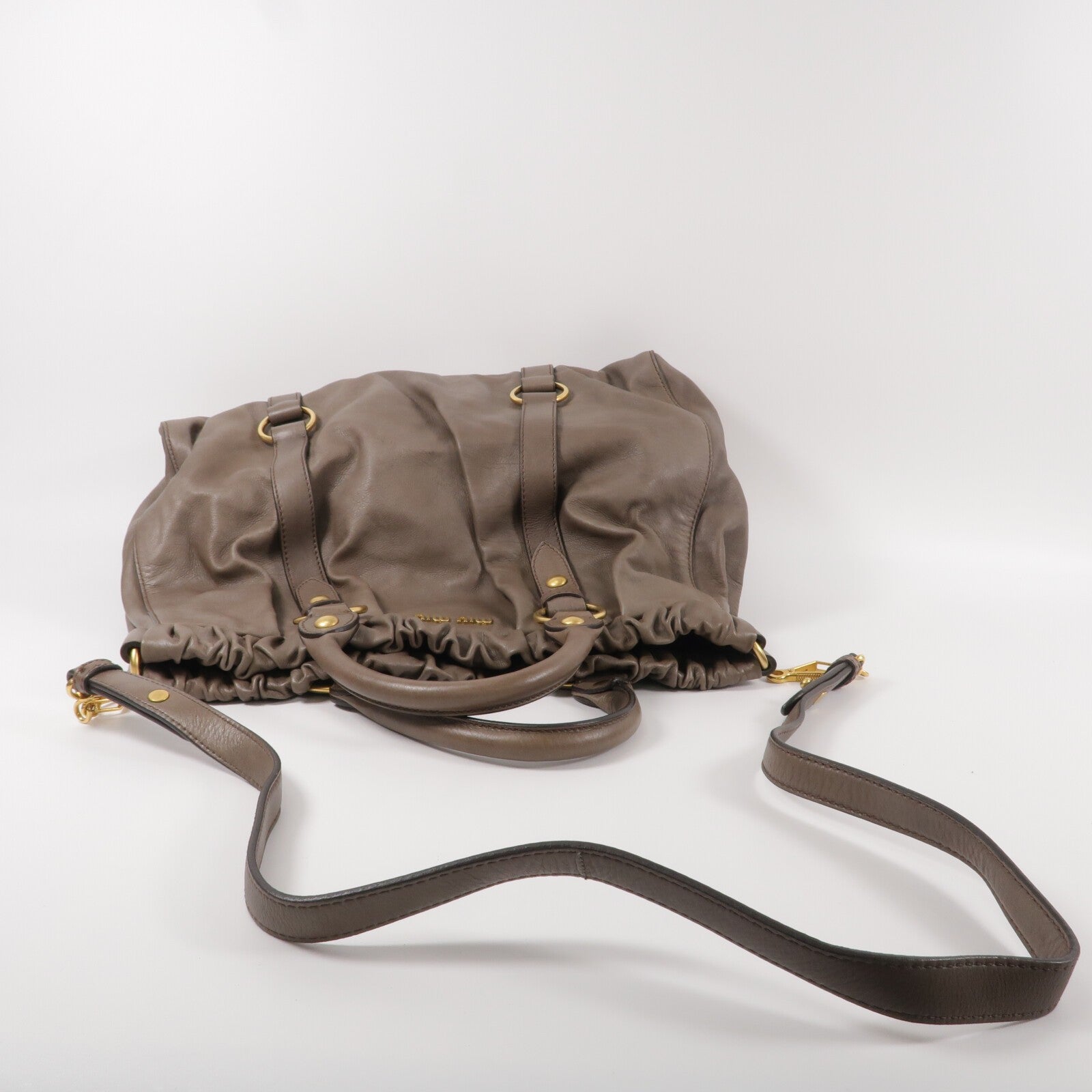 Miu Miu GHW 2 Way Shoulder Bag - Grey, Calfskin Leather