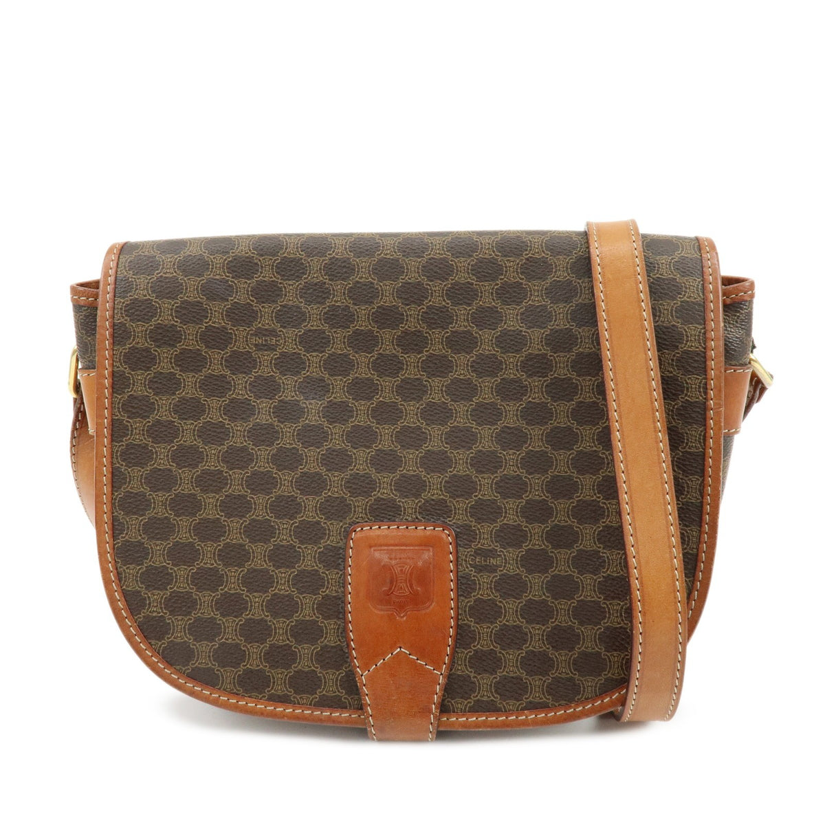 Celine Macadam Shoulder Bag - Brown, Canvas, Leather