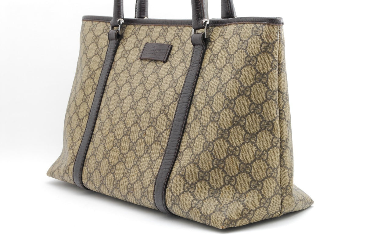 Gucci GG Supreme Tote Bag - Beige Brown, PVC Leather