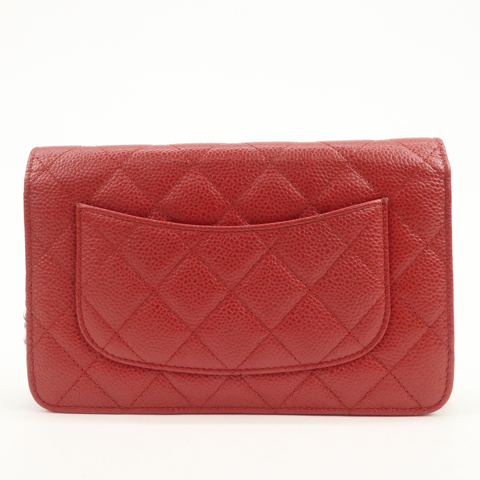 Chanel Matelasse COCO Mark Chain Wallet - Red, Caviar skin