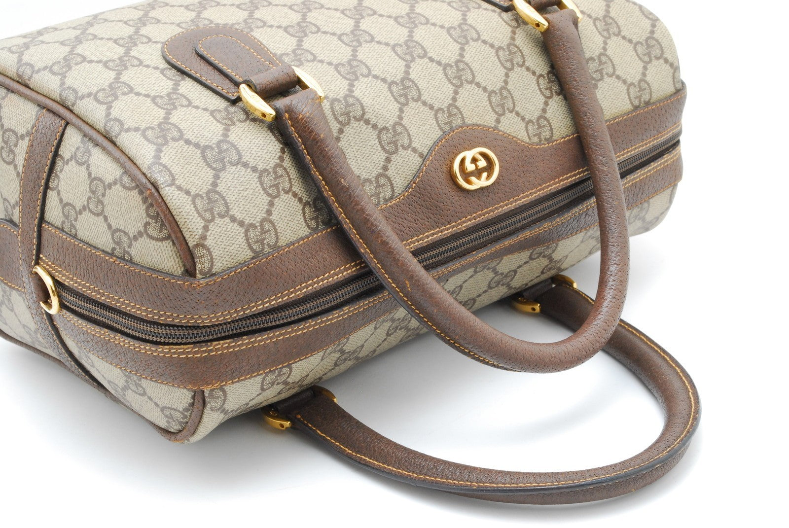 Gucci GG Supreme Mini Boston Bag - Brown, PVC Leather