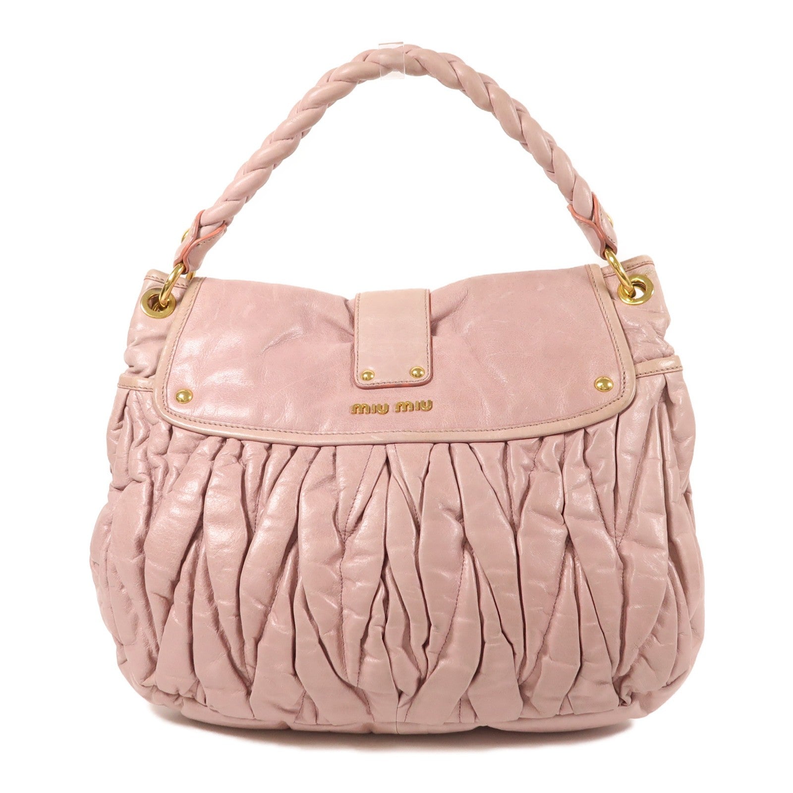 Miu Miu GHW Matelasse Coffer 2 Way Shoulder Bag - Pink, Calfskin Leather