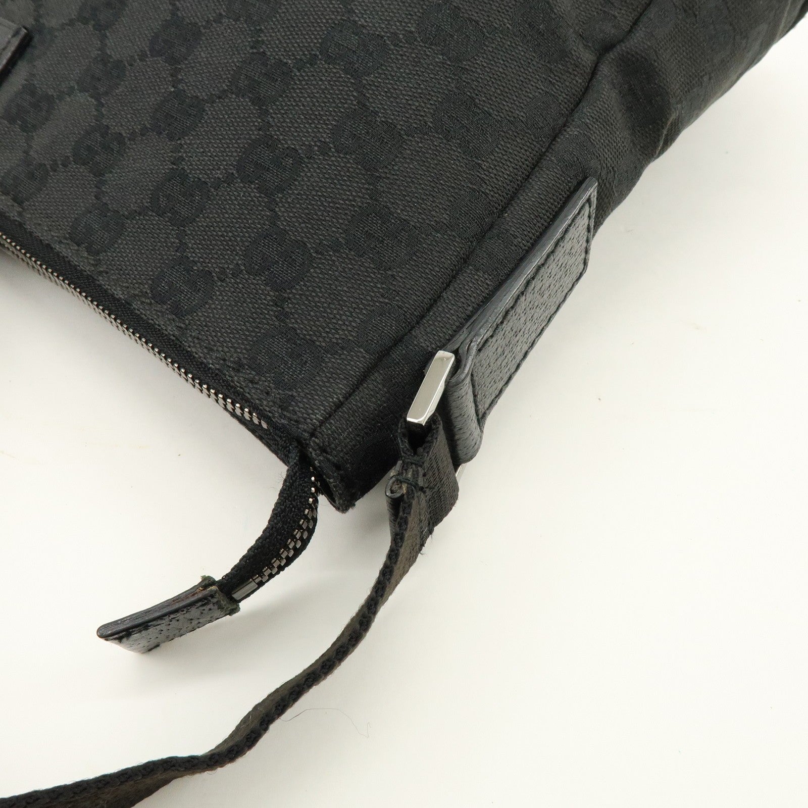Gucci 110054 Shoulder Bag - Black, GG Canvas, Leather