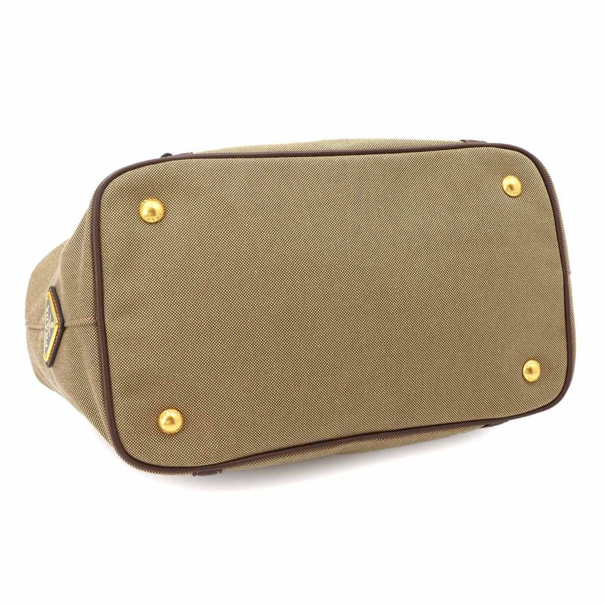 Prada Logo Jacquard Ribbon 2way Handbag - Beige, Canvas Leather