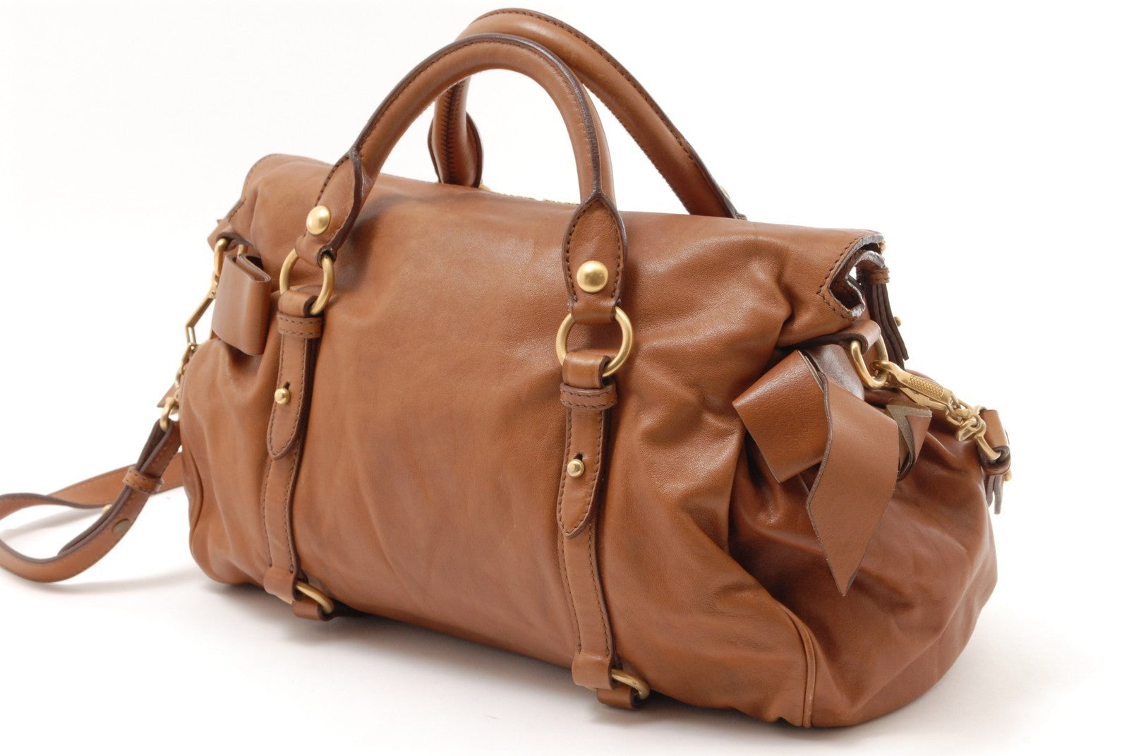 Miu Miu Miu Vitello Handbag - Brown, Leather