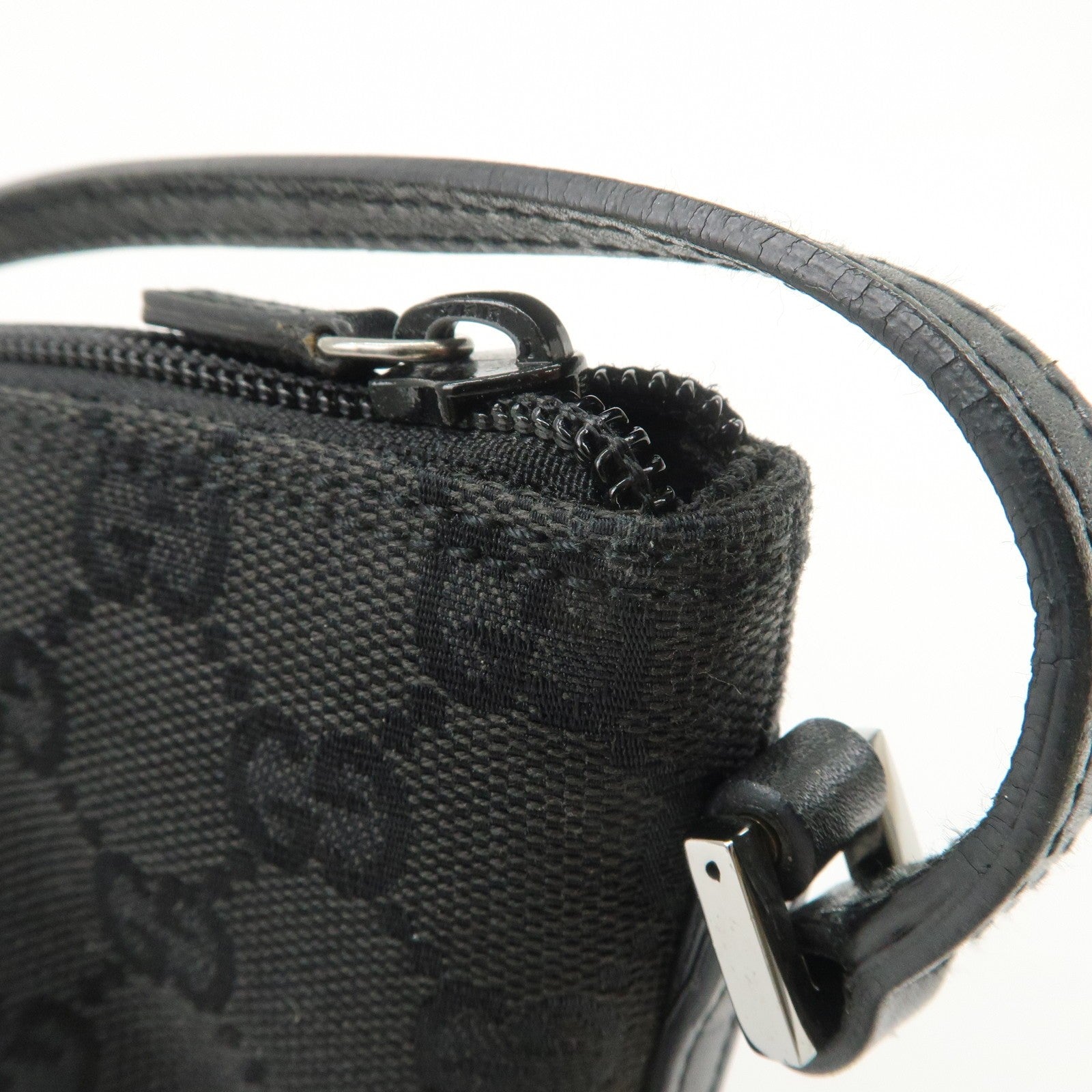 Gucci Boat Bag Hand Bag - Black, GG Canvas Leather